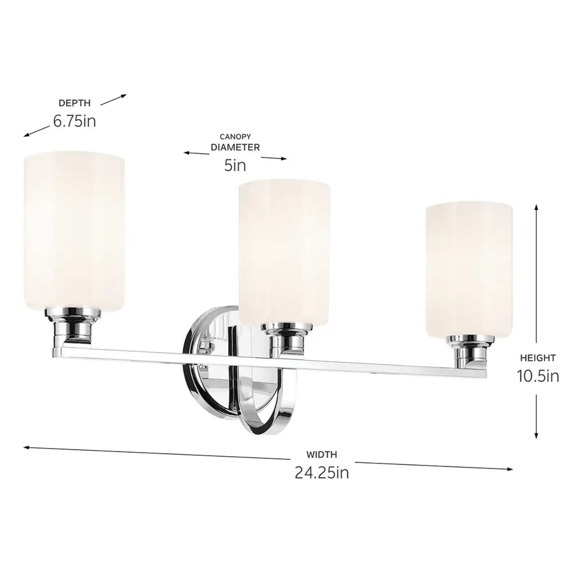 Kichler Lighting - Gioe 24" 3-Light Bath Vanity Light, Chrome Finish Etched Glass | Bees Lighting