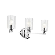 Gioe 24" 3-Light Bath Vanity Light, Chrome Finish Fluted Glass