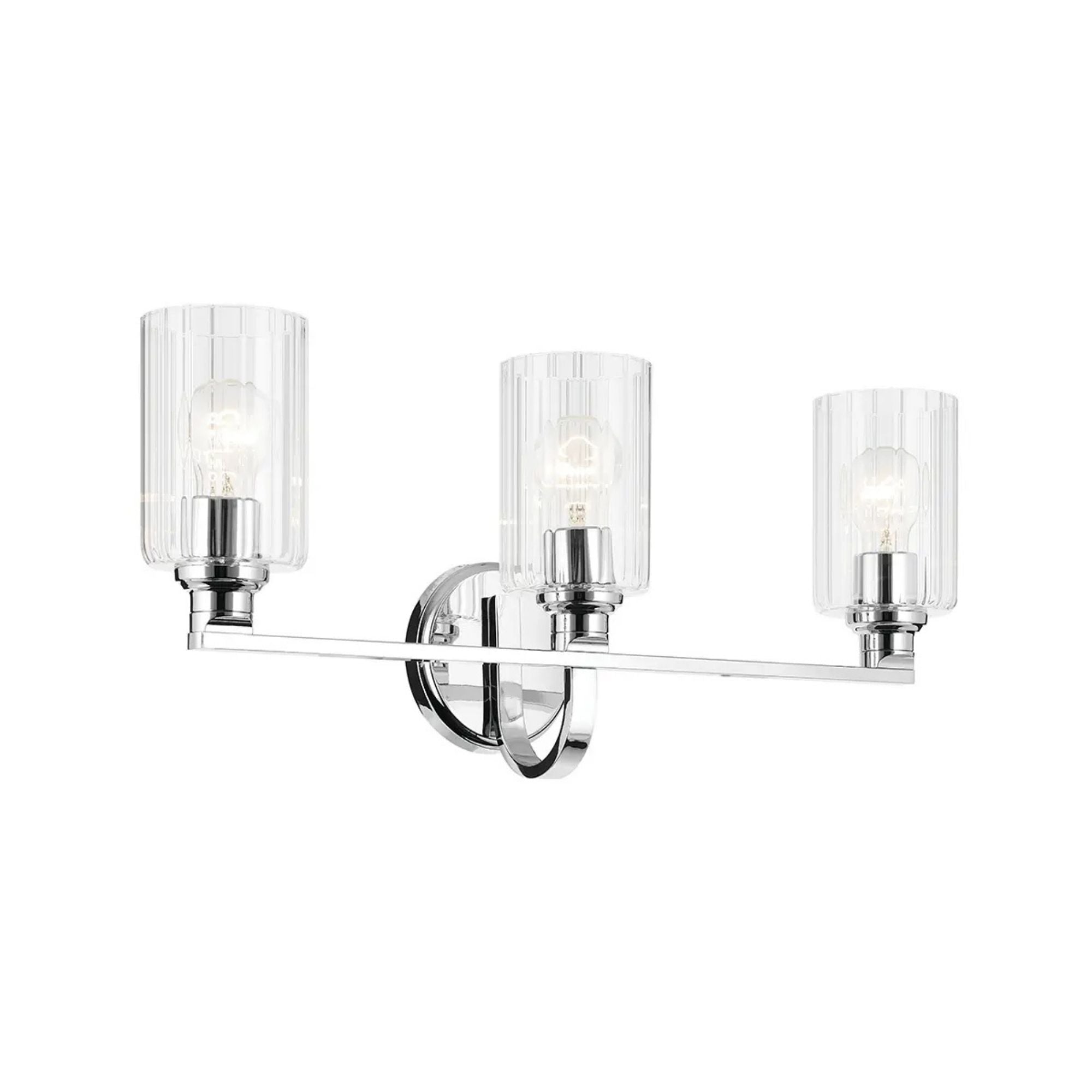 Gioe 24" 3-Light Bath Vanity Light, Chrome Finish Fluted Glass