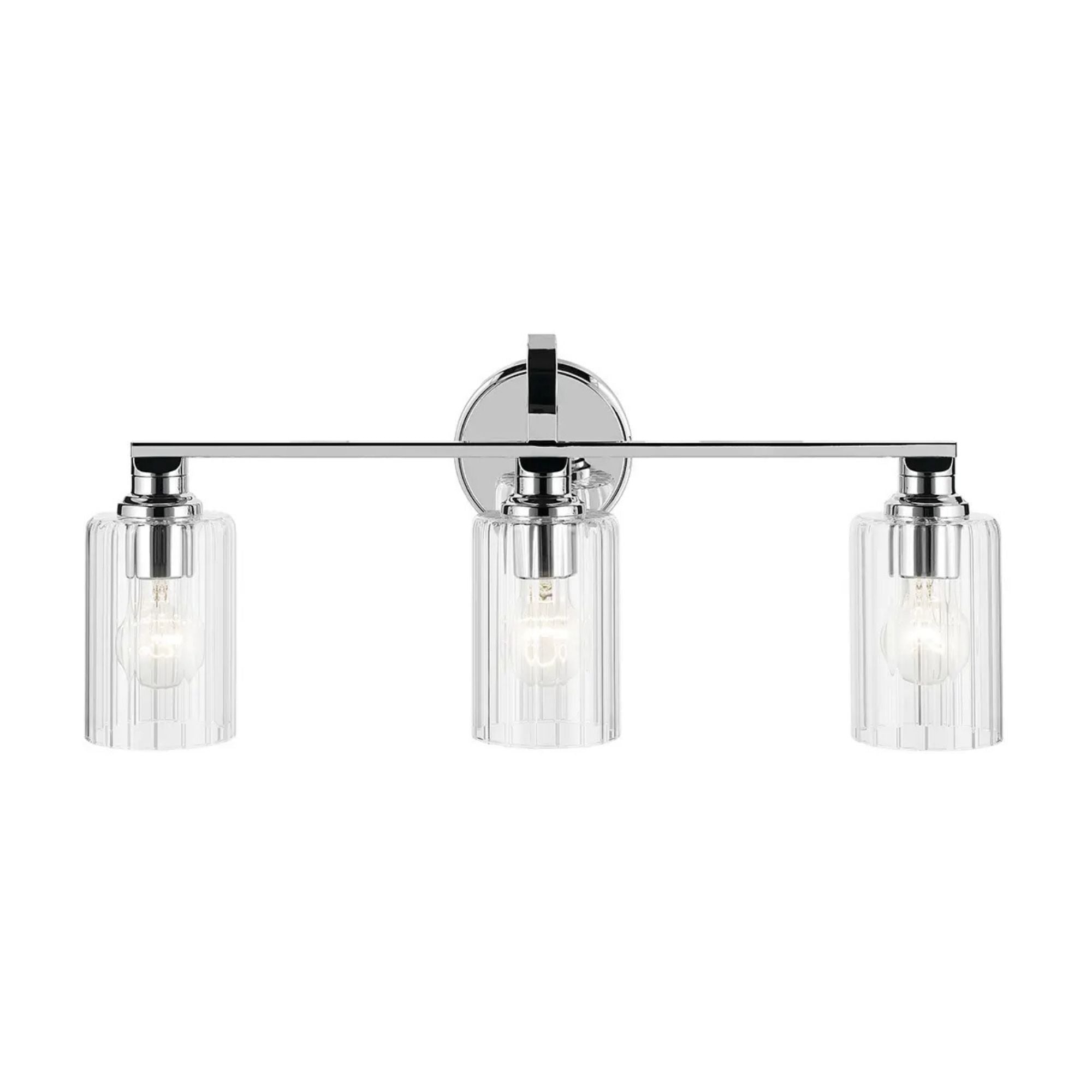 Gioe 24" 3-Light Bath Vanity Light, Chrome Finish Fluted Glass