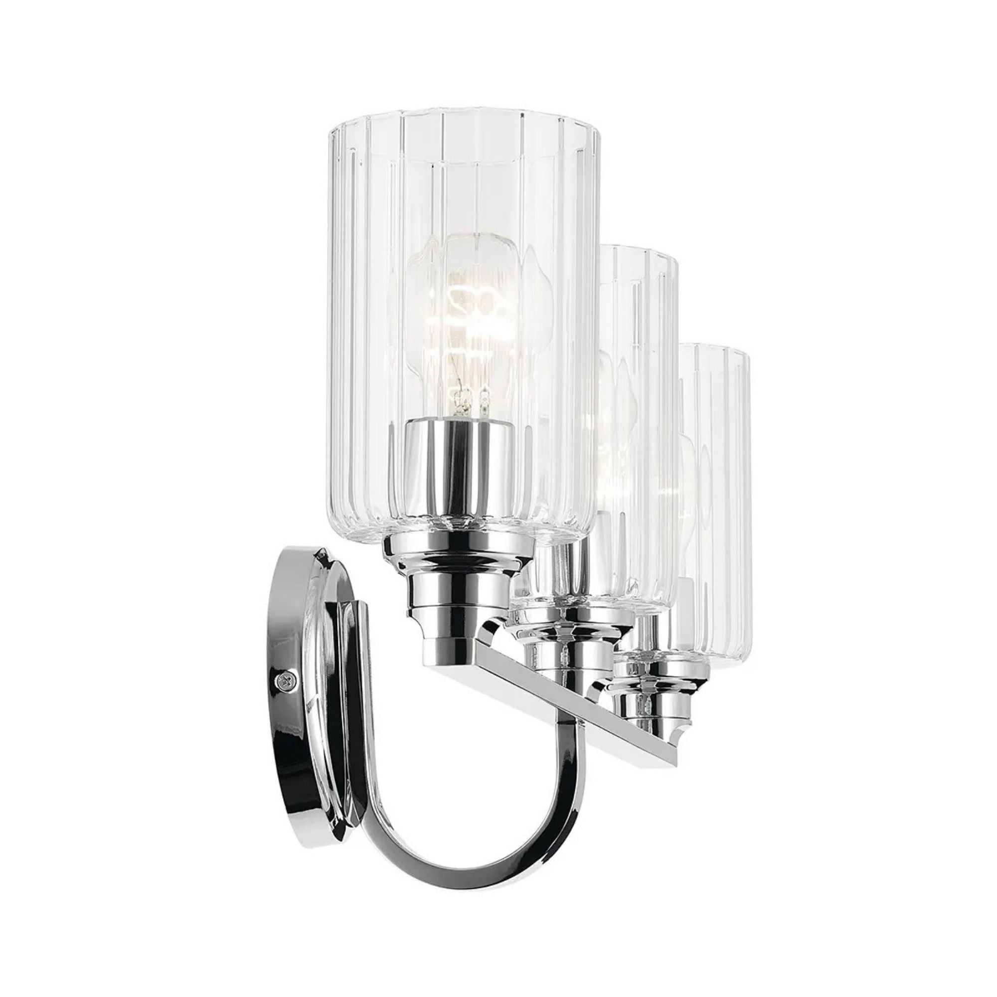 Gioe 24" 3-Light Bath Vanity Light, Chrome Finish Fluted Glass
