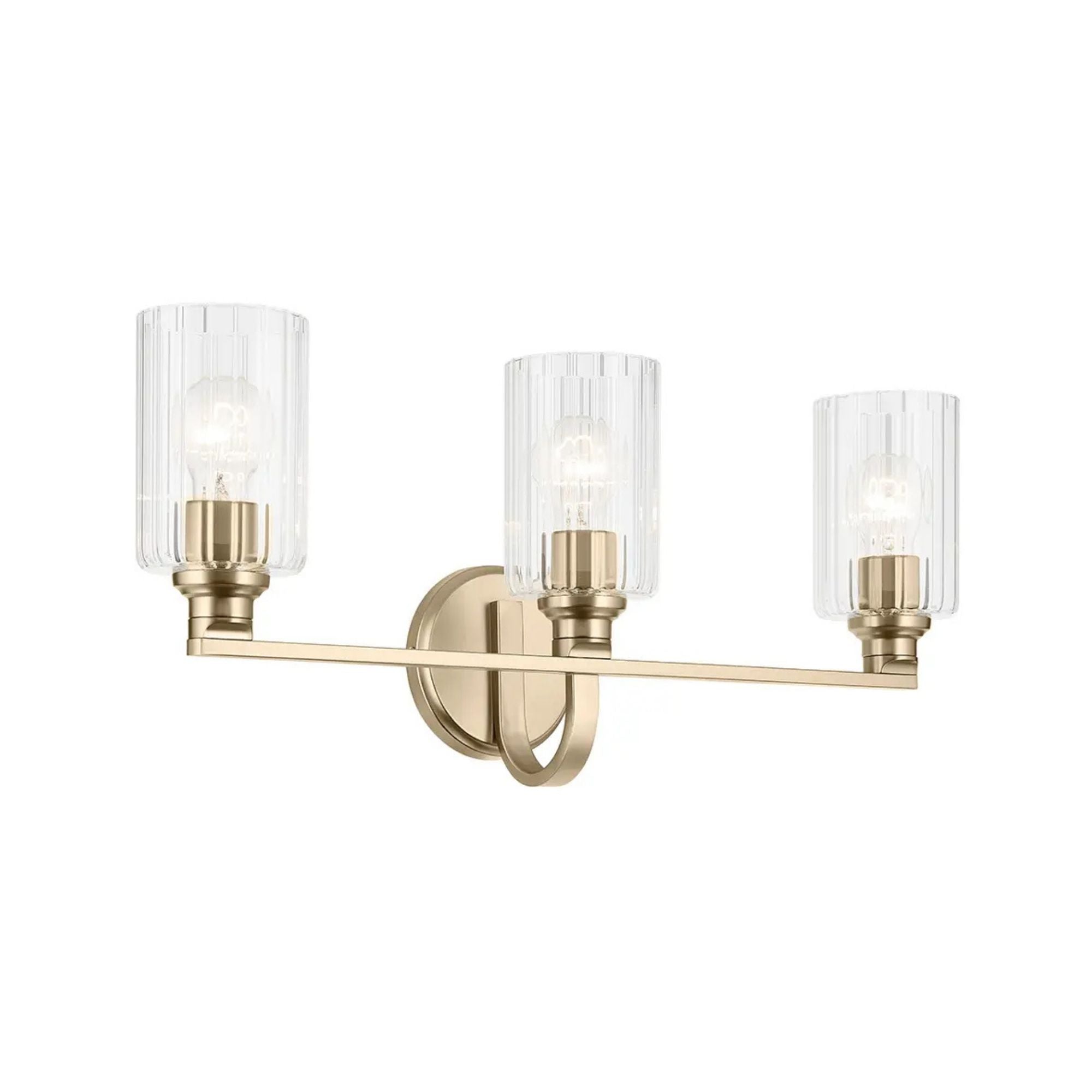 Kichler Lighting - Gioe 24" 3-Light Bath Vanity Light, Champagne Bronze Finish Fluted Glass | Bees Lighting