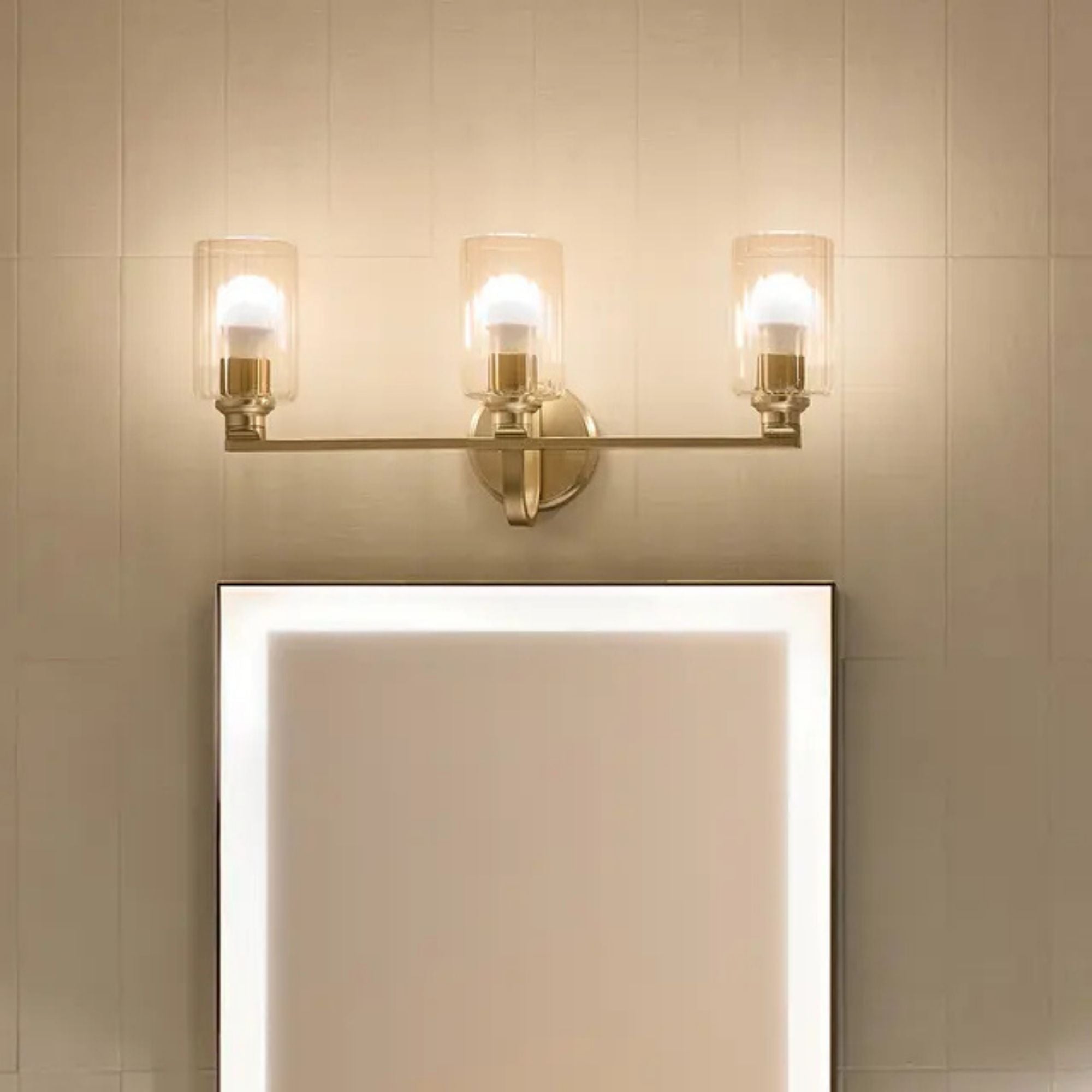 Kichler Lighting - Gioe 24" 3-Light Bath Vanity Light, Champagne Bronze Finish Fluted Glass | Bees Lighting