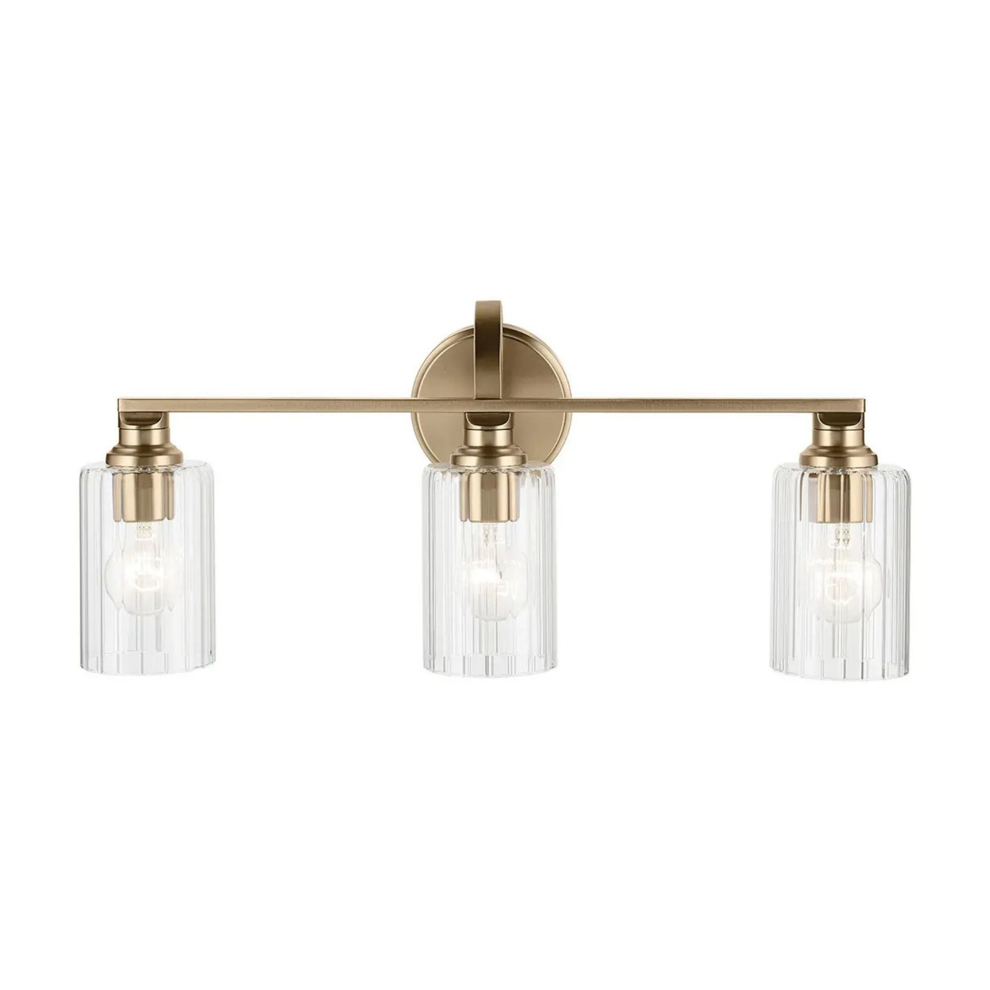 Kichler Lighting - Gioe 24" 3-Light Bath Vanity Light, Champagne Bronze Finish Fluted Glass | Bees Lighting