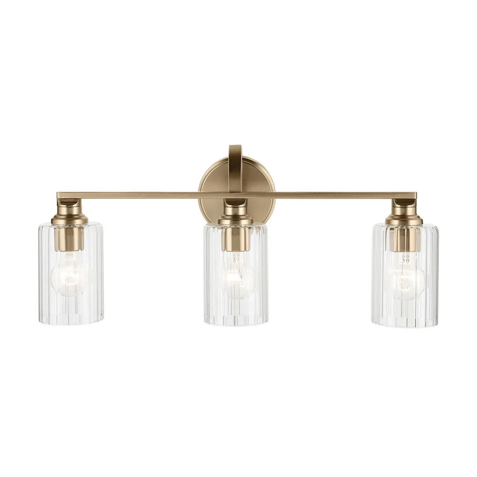 Kichler Lighting - Gioe 24" 3-Light Bath Vanity Light, Champagne Bronze Finish Fluted Glass | Bees Lighting