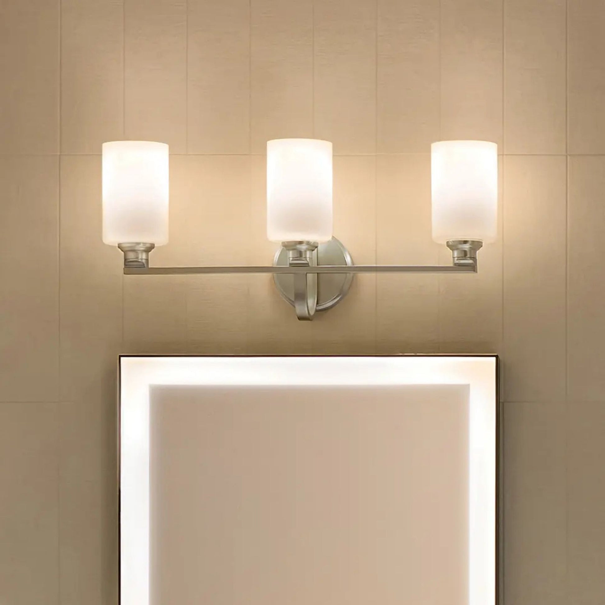 Kichler Lighting - Gioe 24" 3-Light Bath Vanity Light, Brushed Nickel Finish Etched Glass | Bees Lighting