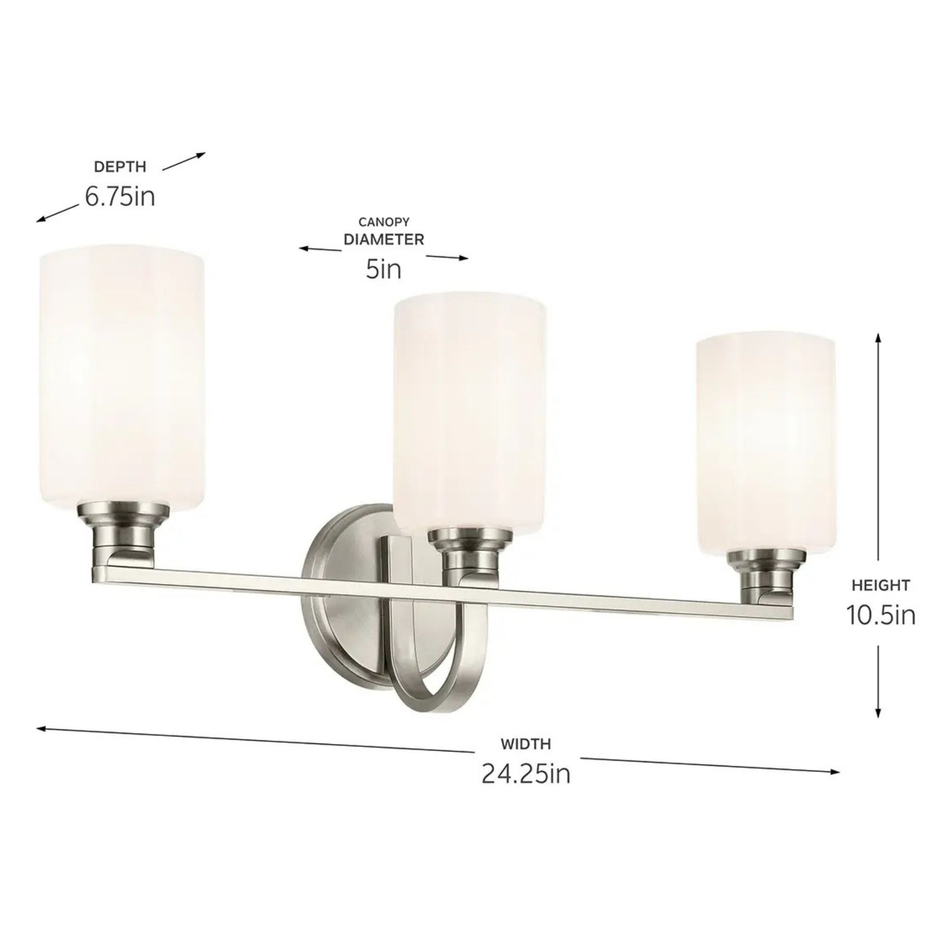 Kichler Lighting - Gioe 24" 3-Light Bath Vanity Light, Brushed Nickel Finish Etched Glass | Bees Lighting