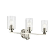 Gioe 24" 3-Light Bath Vanity Light, Brushed Nickel Finish Fluted Glass