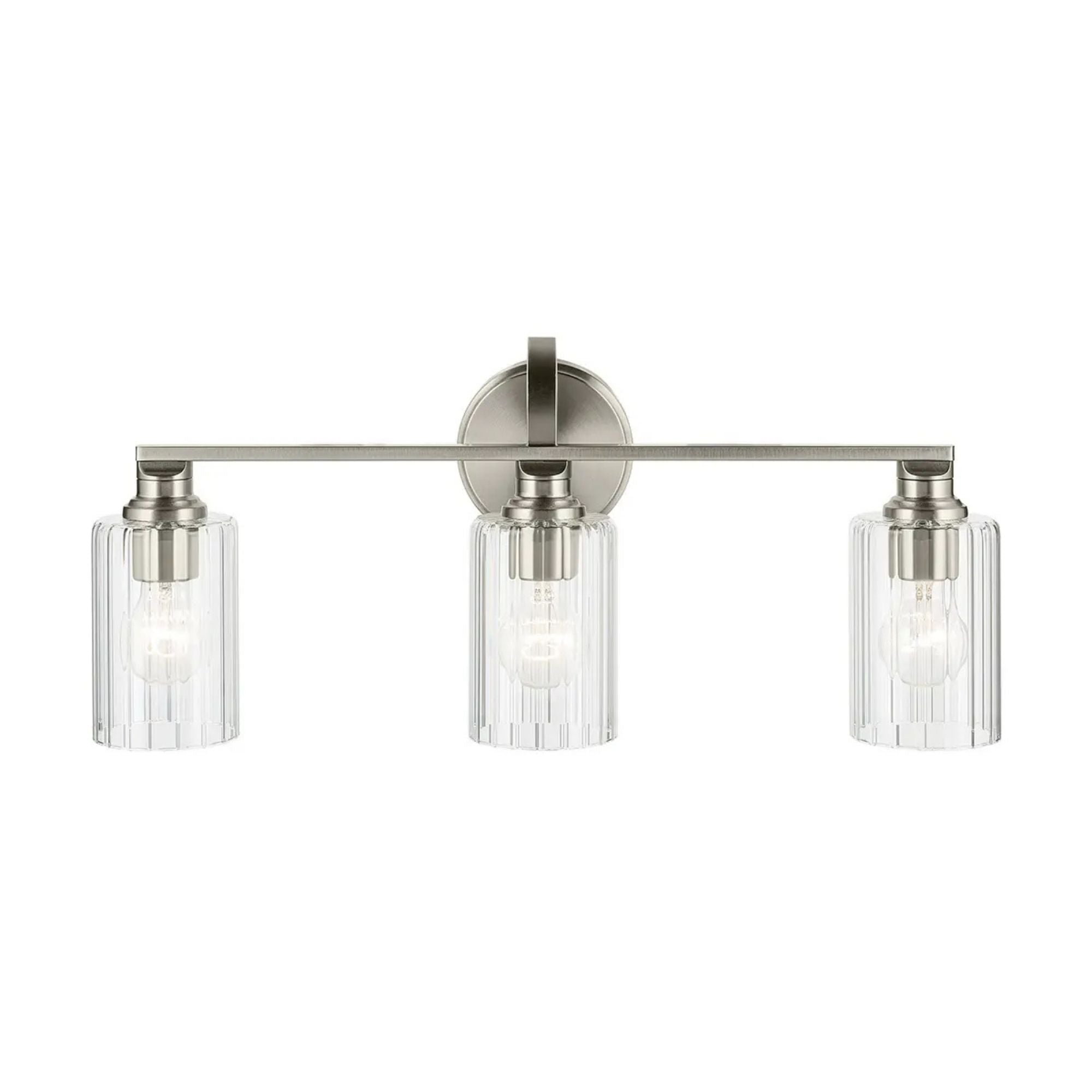 Gioe 24" 3-Light Bath Vanity Light, Brushed Nickel Finish Fluted Glass