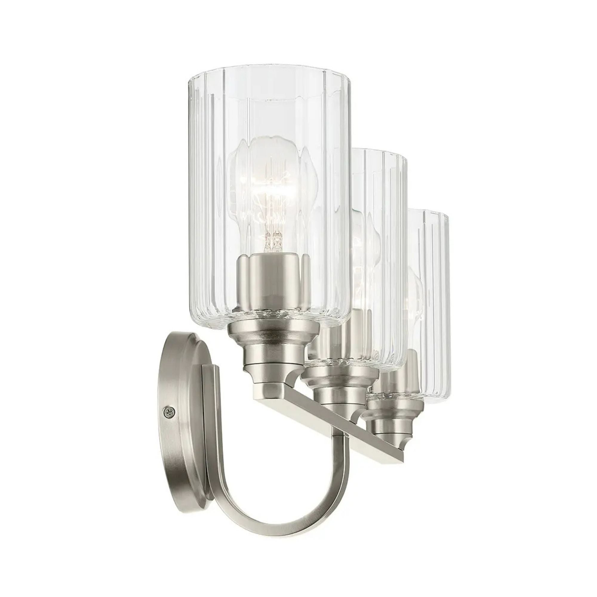 Gioe 24" 3-Light Bath Vanity Light, Brushed Nickel Finish Fluted Glass