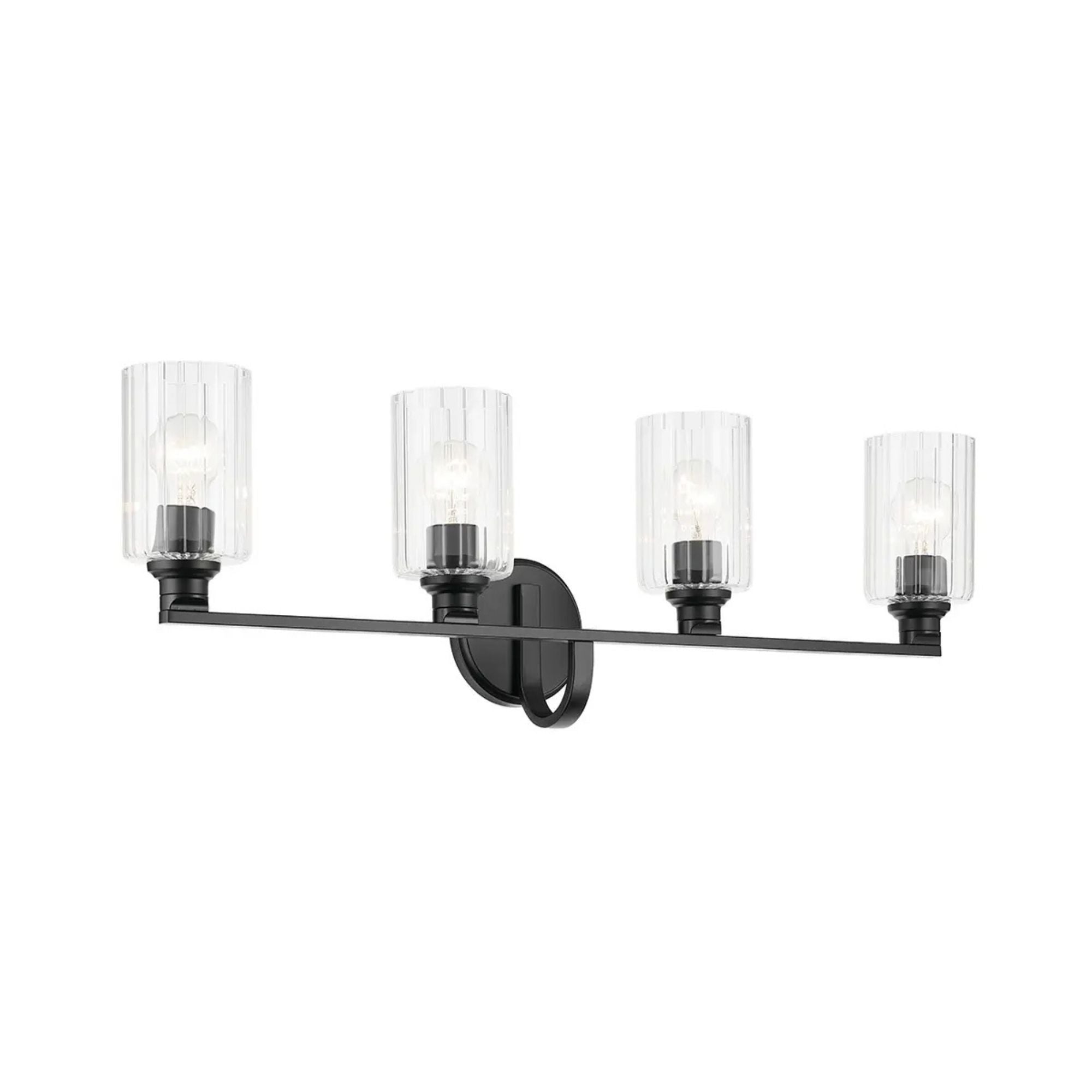 Gioe 32" 4-Light Bath Vanity Light, Black Finish Etched Glass