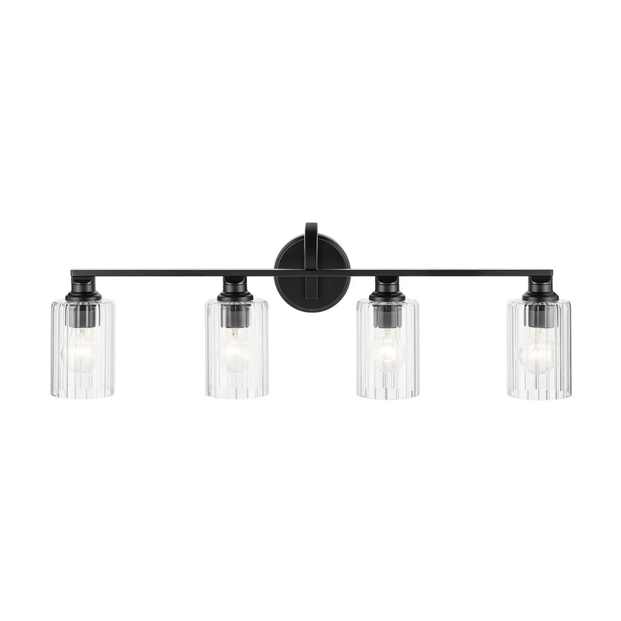 Kichler Lighting - Gioe 32" 4-Light Bath Vanity Light, Black Finish Etched Glass | Bees Lighting