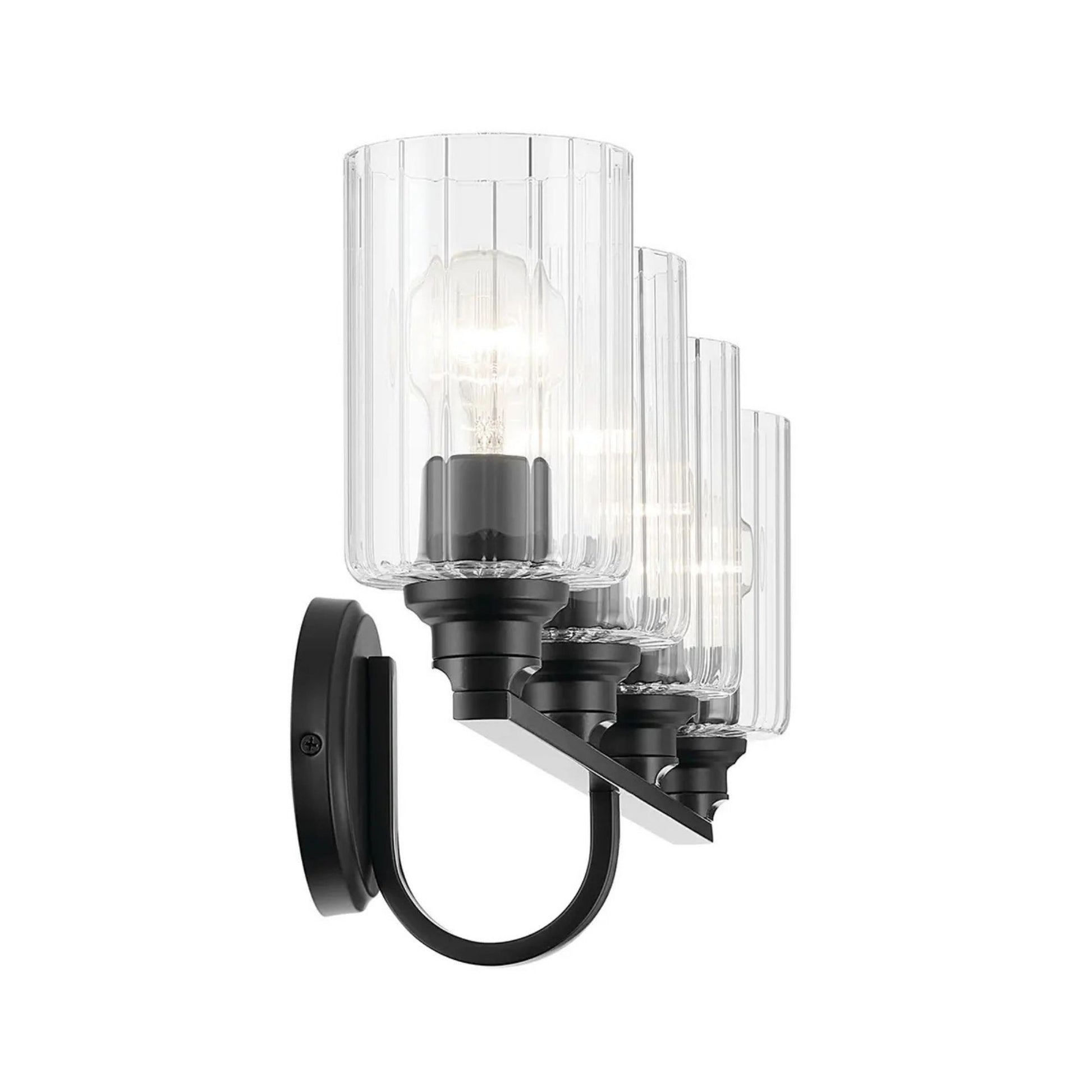 Kichler Lighting - Gioe 32" 4-Light Bath Vanity Light, Black Finish Etched Glass | Bees Lighting