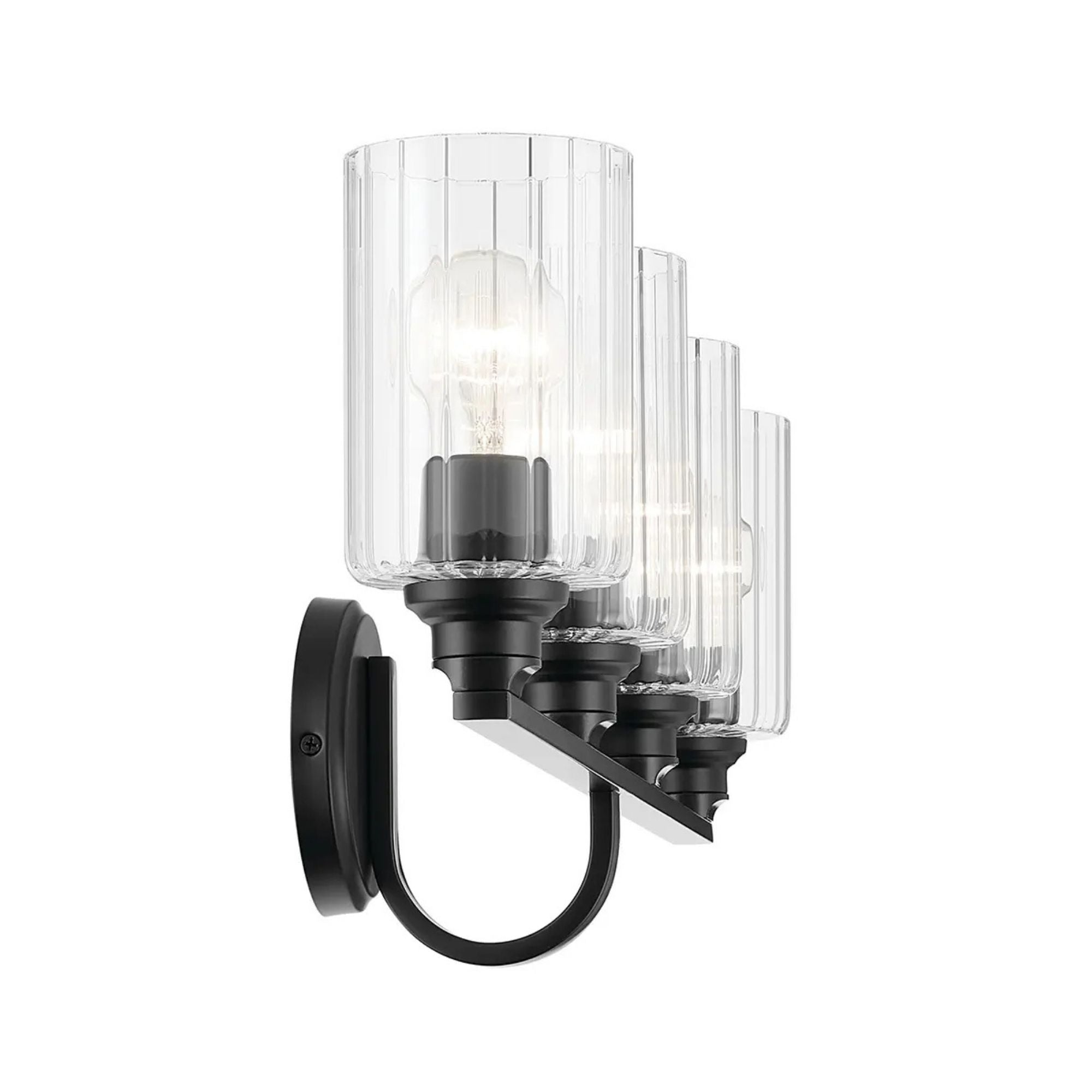 Kichler Lighting - Gioe 32" 4-Light Bath Vanity Light, Black Finish Etched Glass | Bees Lighting