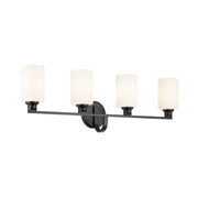 Gioe 32" 4-Light Bath Vanity Light, Black Finish Fluted Glass