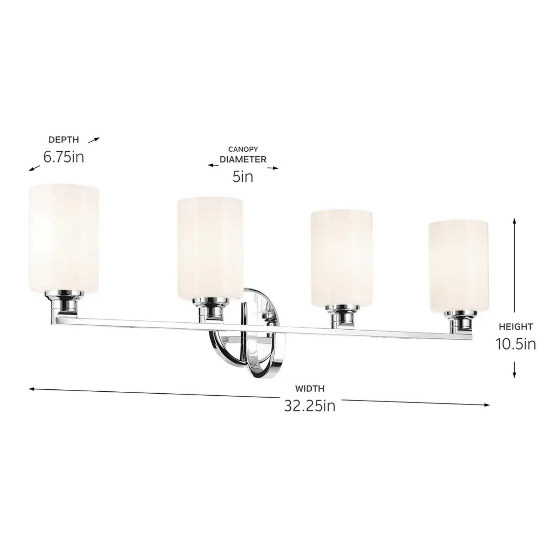 Kichler Lighting - Gioe 32" 4-Light Bath Vanity Light, Chrome Finish Etched Glass | Bees Lighting