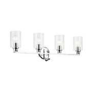 Kichler Lighting - Gioe 32" 4-Light Bath Vanity Light, Chrome Finish Fluted Glass | Bees Lighting