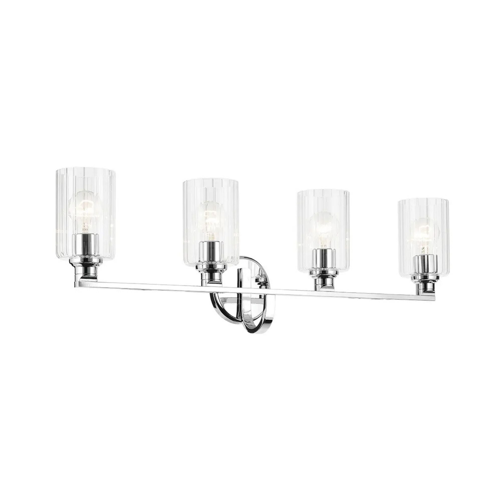 Gioe 32" 4-Light Bath Vanity Light, Chrome Finish Fluted Glass