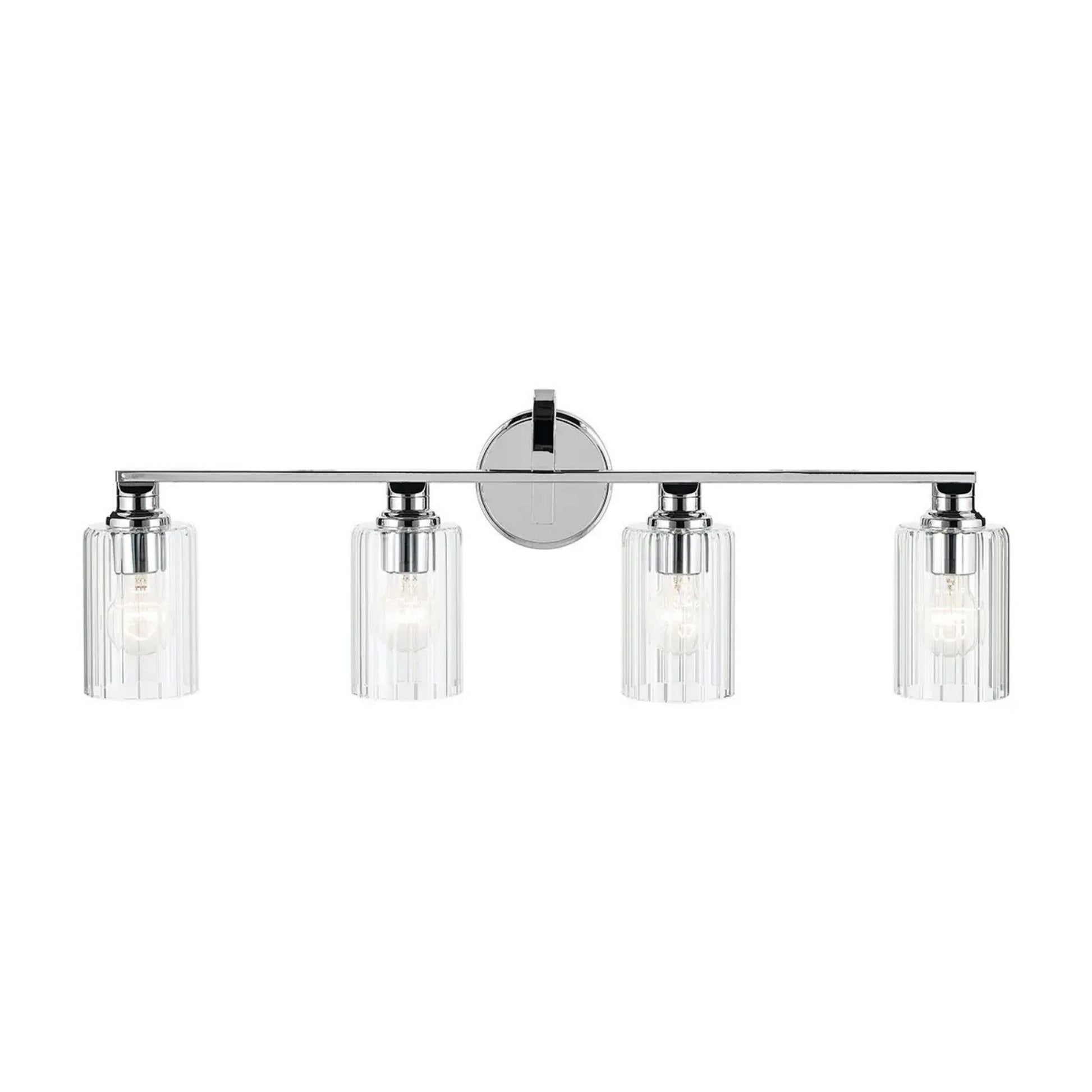 Kichler Lighting - Gioe 32" 4-Light Bath Vanity Light, Chrome Finish Fluted Glass | Bees Lighting