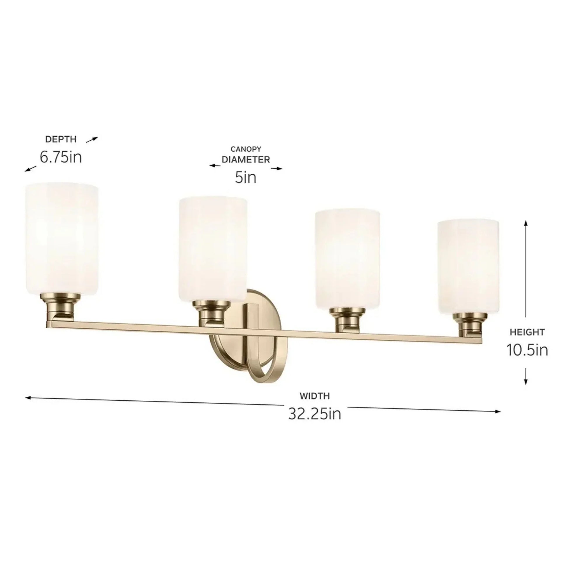 Kichler Lighting - Gioe 32" 4-Light Bath Vanity Light, Champagne Bronze Finish Etched Glass | Bees Lighting