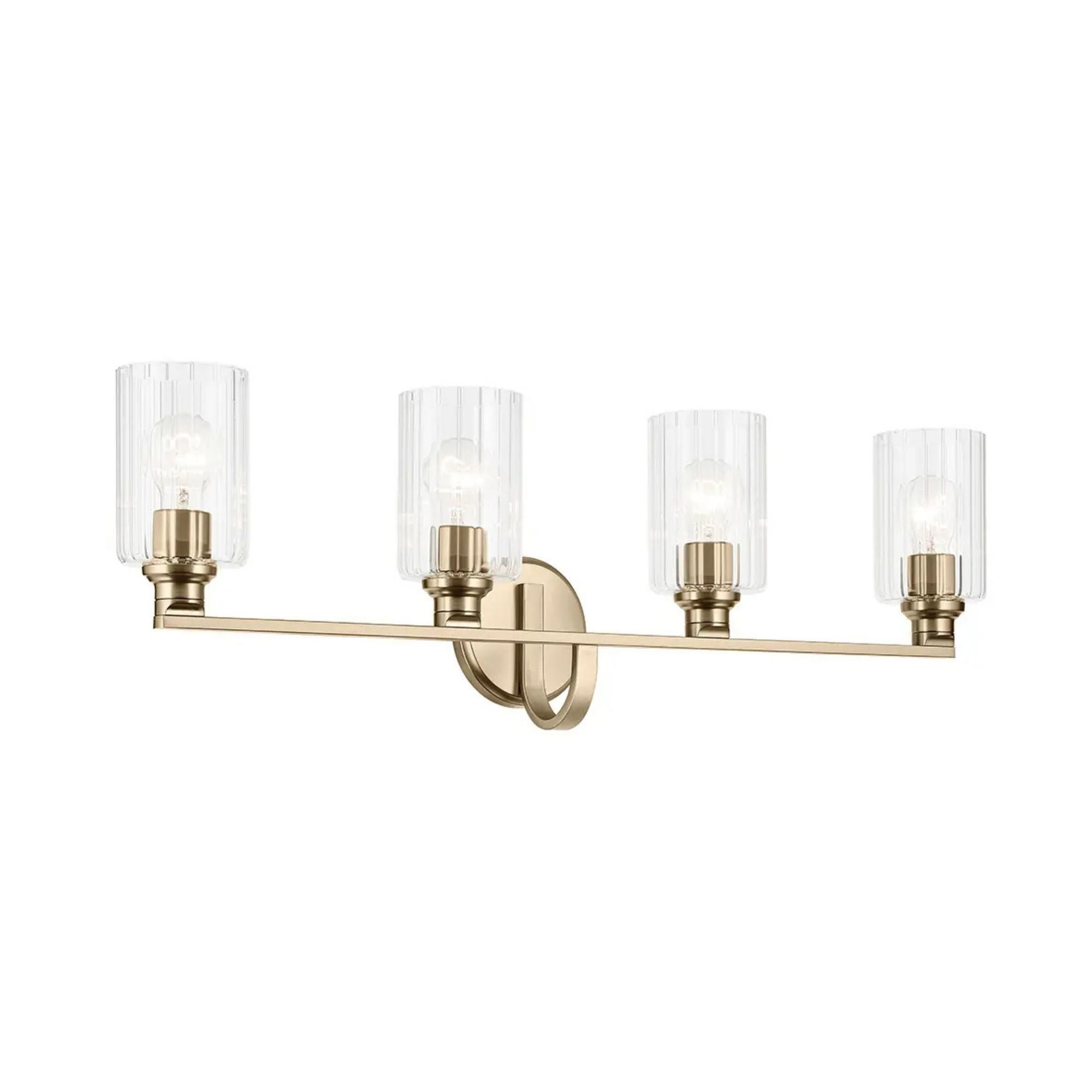 Kichler Lighting - Gioe 32" 4-Light Bath Vanity Light, Champagne Bronze Finish Fluted Glass | Bees Lighting
