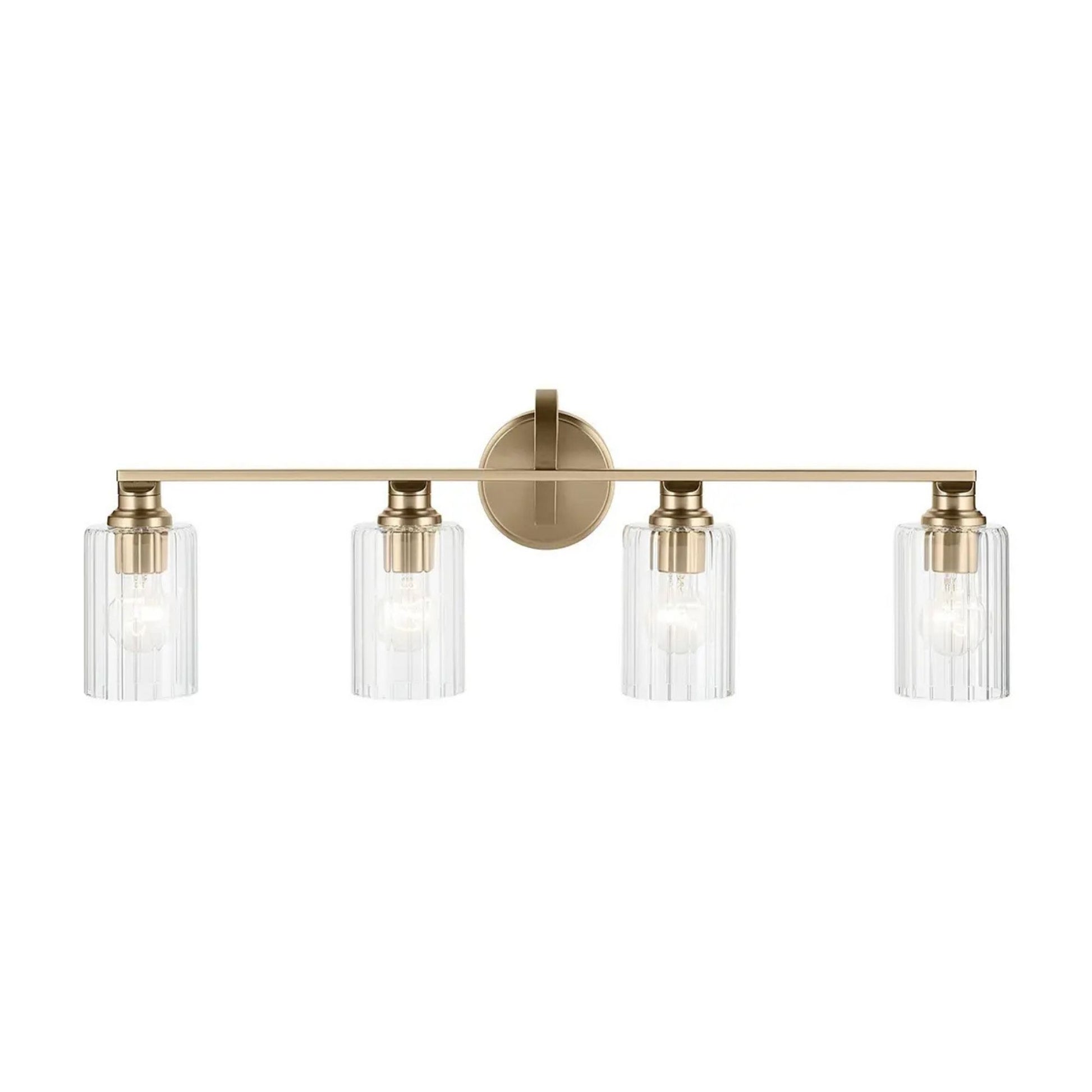 Kichler Lighting - Gioe 32" 4-Light Bath Vanity Light, Champagne Bronze Finish Fluted Glass | Bees Lighting
