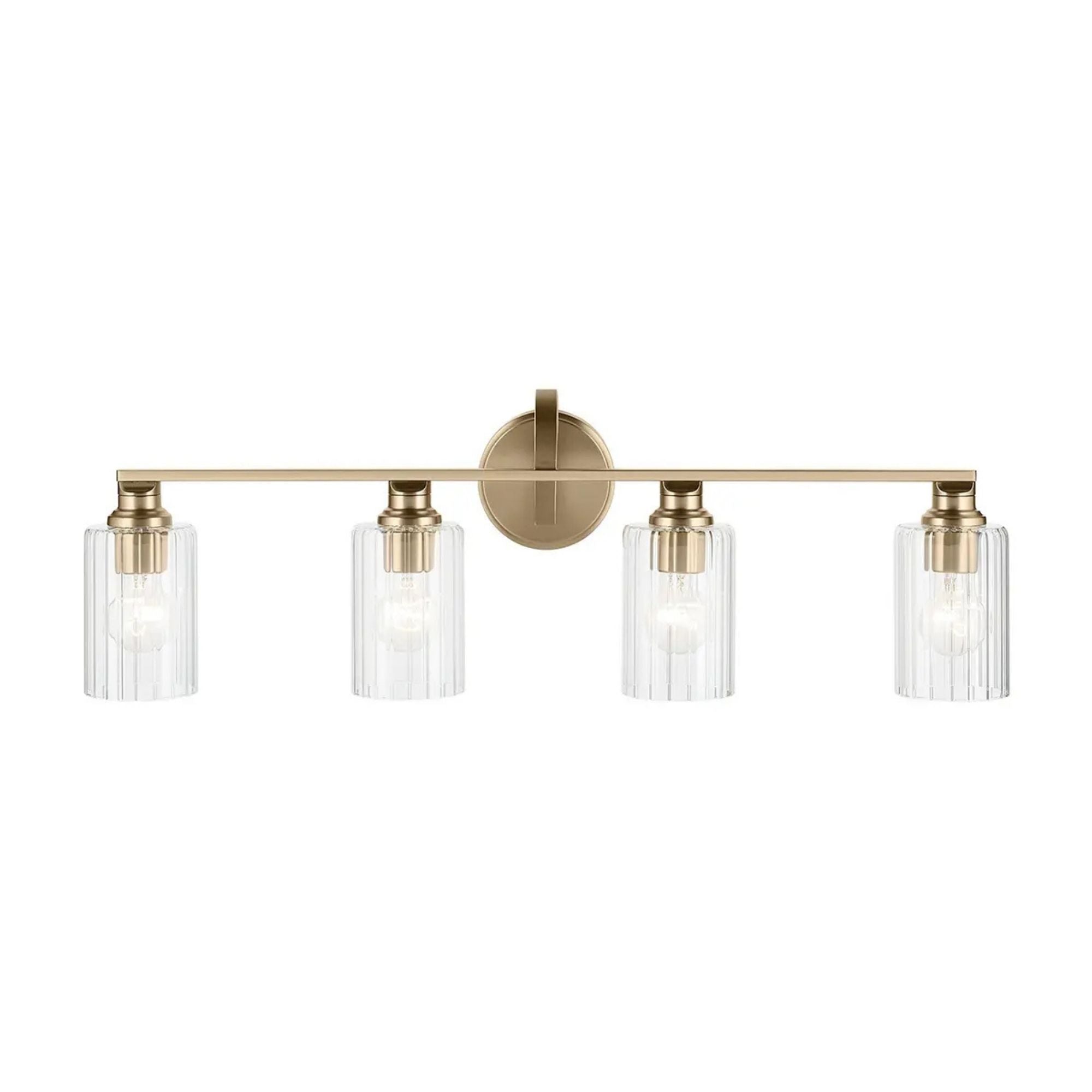 Kichler Lighting - Gioe 32" 4-Light Bath Vanity Light, Champagne Bronze Finish Fluted Glass | Bees Lighting