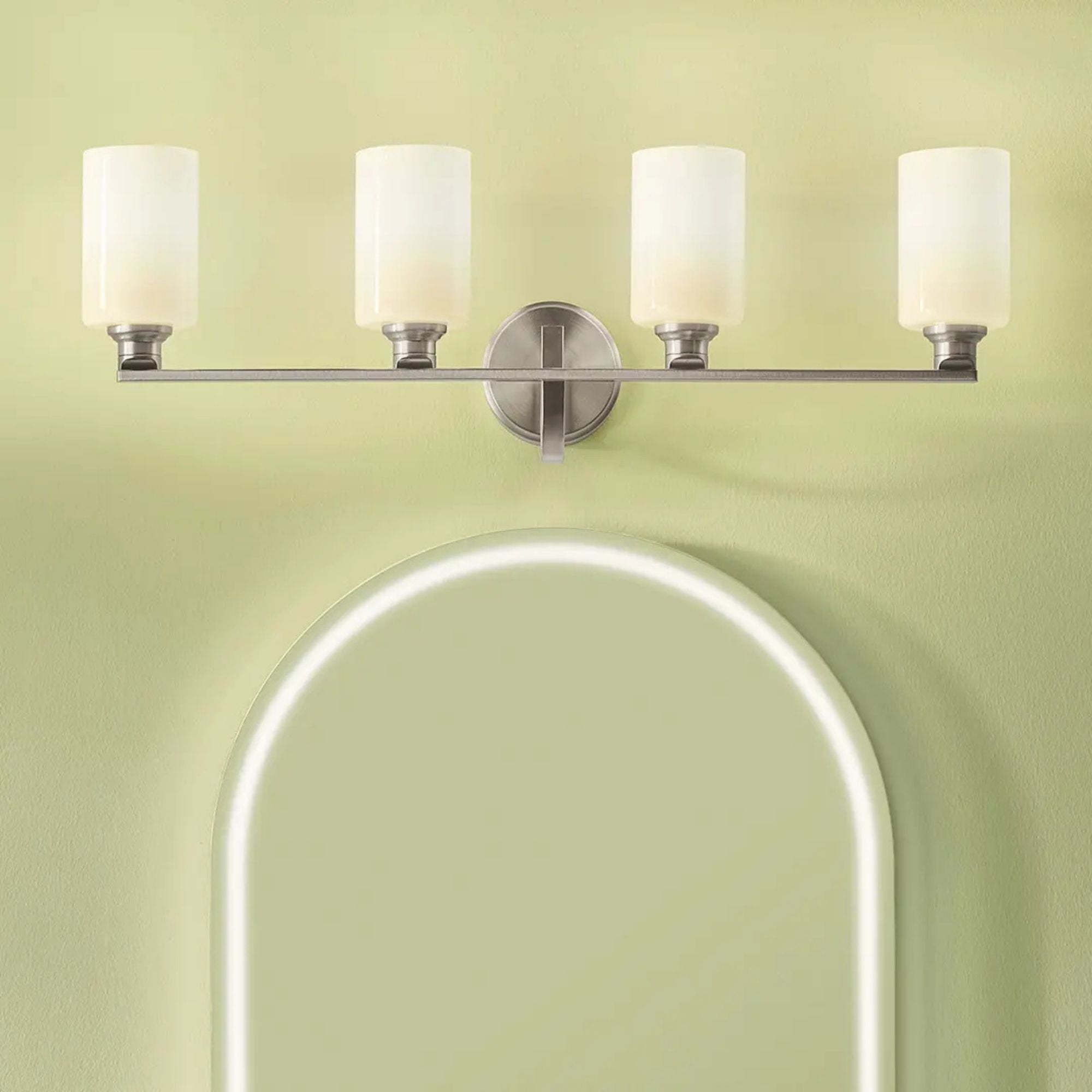 Gioe 32" 4-Light Bath Vanity Light, Brushed Nickel Finish Etched Glass