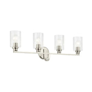 Gioe 32" 4-Light Bath Vanity Light, Brushed Nickel Finish Fluted Glass
