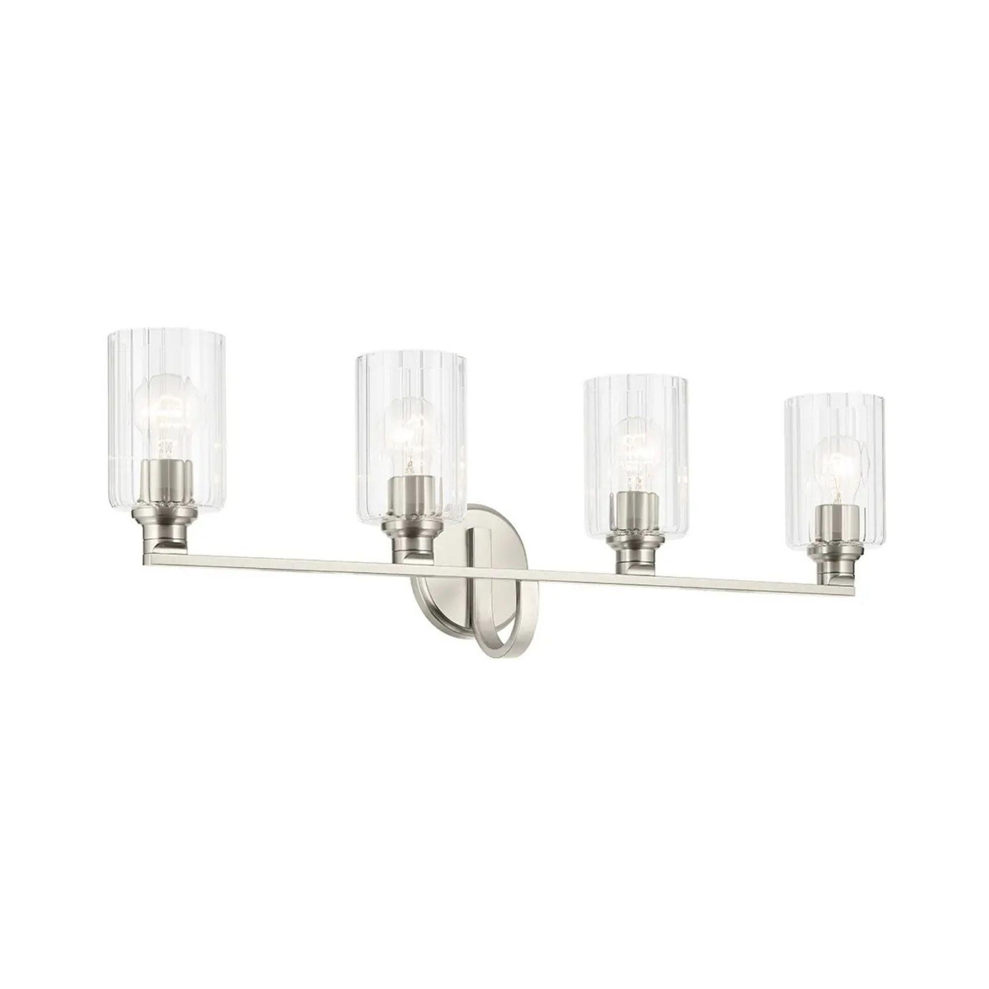 Gioe 32" 4-Light Bath Vanity Light, Brushed Nickel Finish Fluted Glass