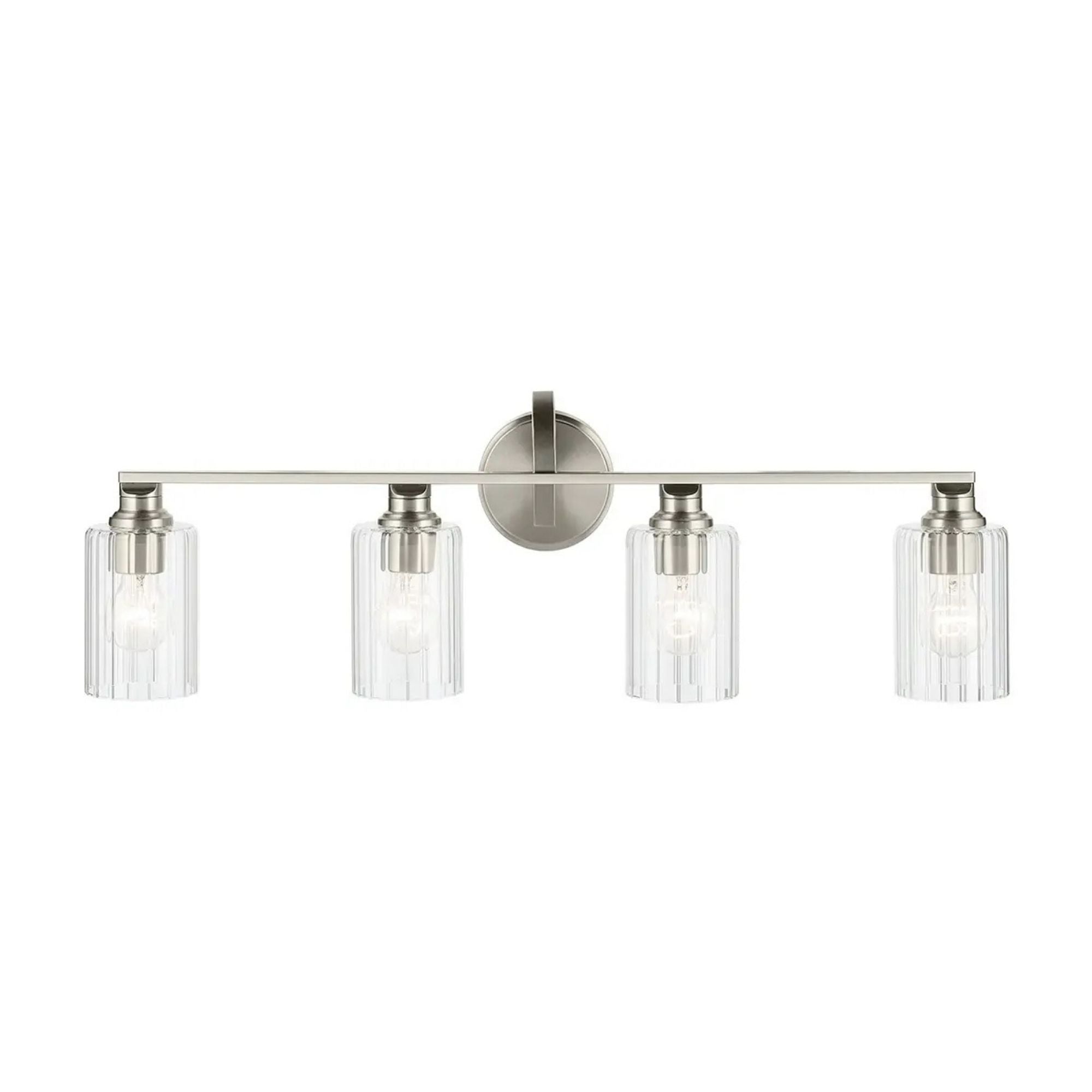 Gioe 32" 4-Light Bath Vanity Light, Brushed Nickel Finish Fluted Glass