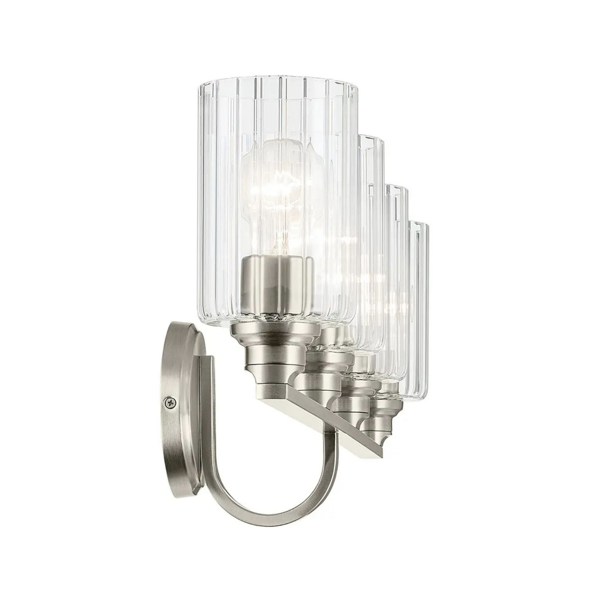 Gioe 32" 4-Light Bath Vanity Light, Brushed Nickel Finish Fluted Glass