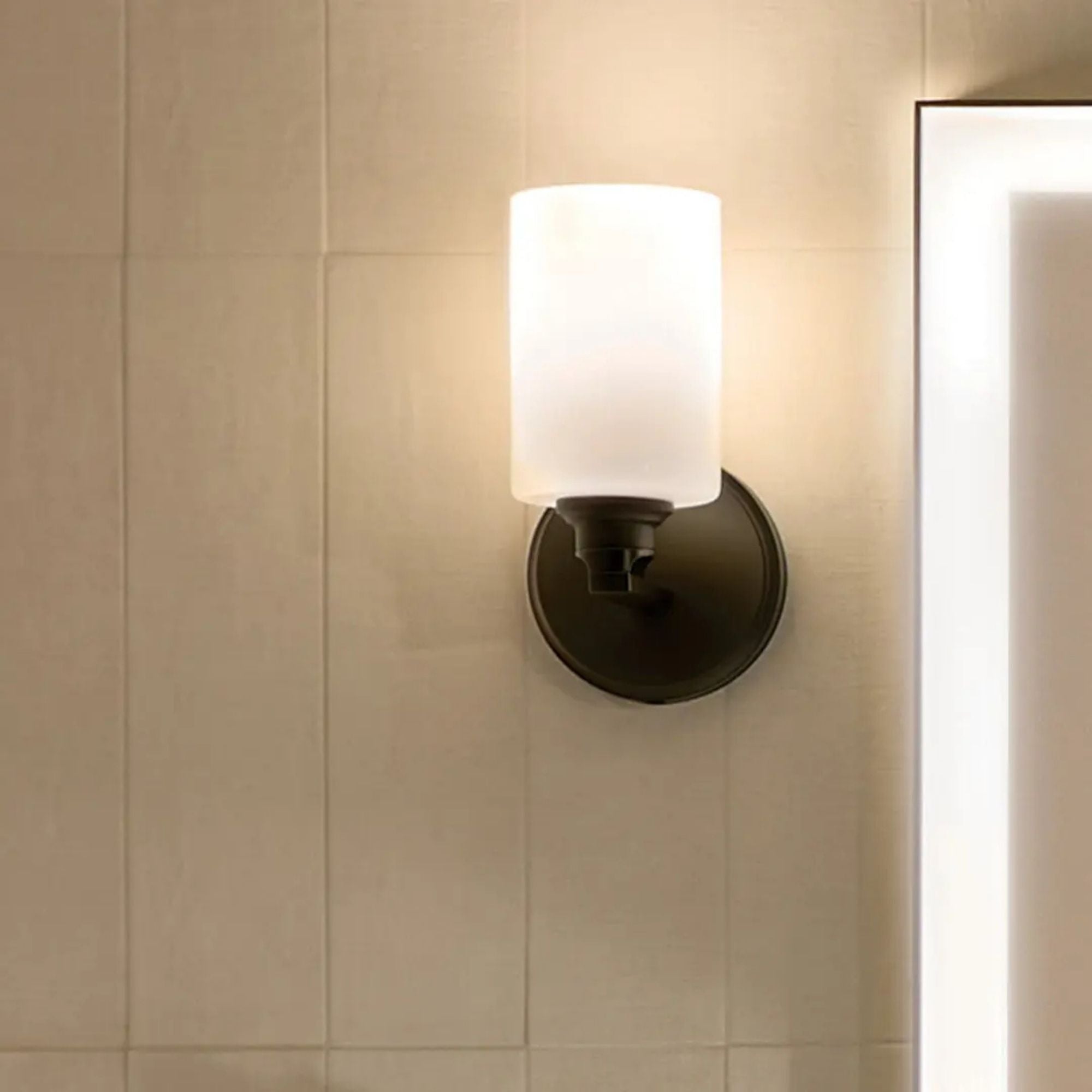 Gioe 5" Wall Sconce, Black Finish, Opal Glass