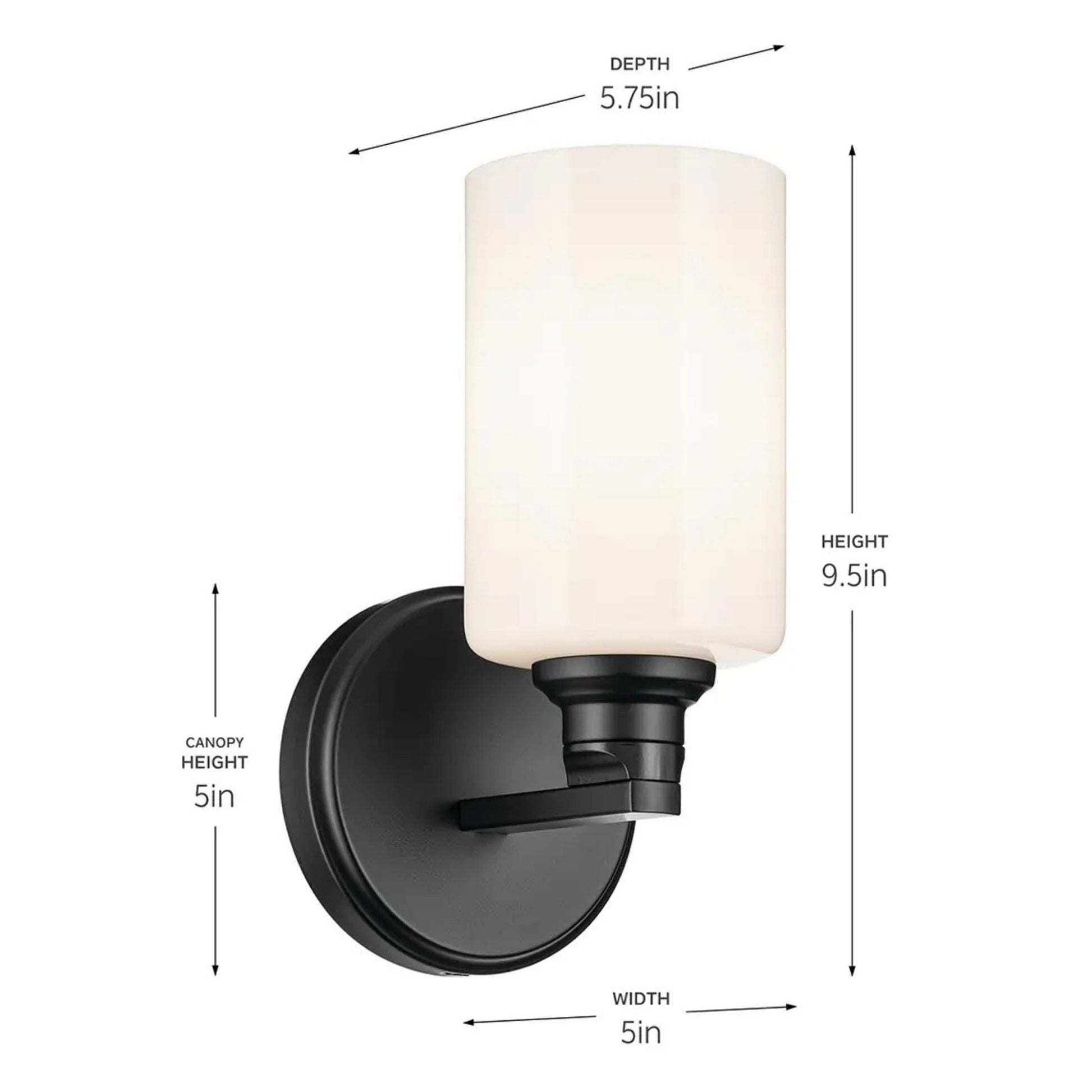 Kichler Lighting - Gioe 5" Wall Sconce, Black Finish, Opal Glass | Bees Lighting