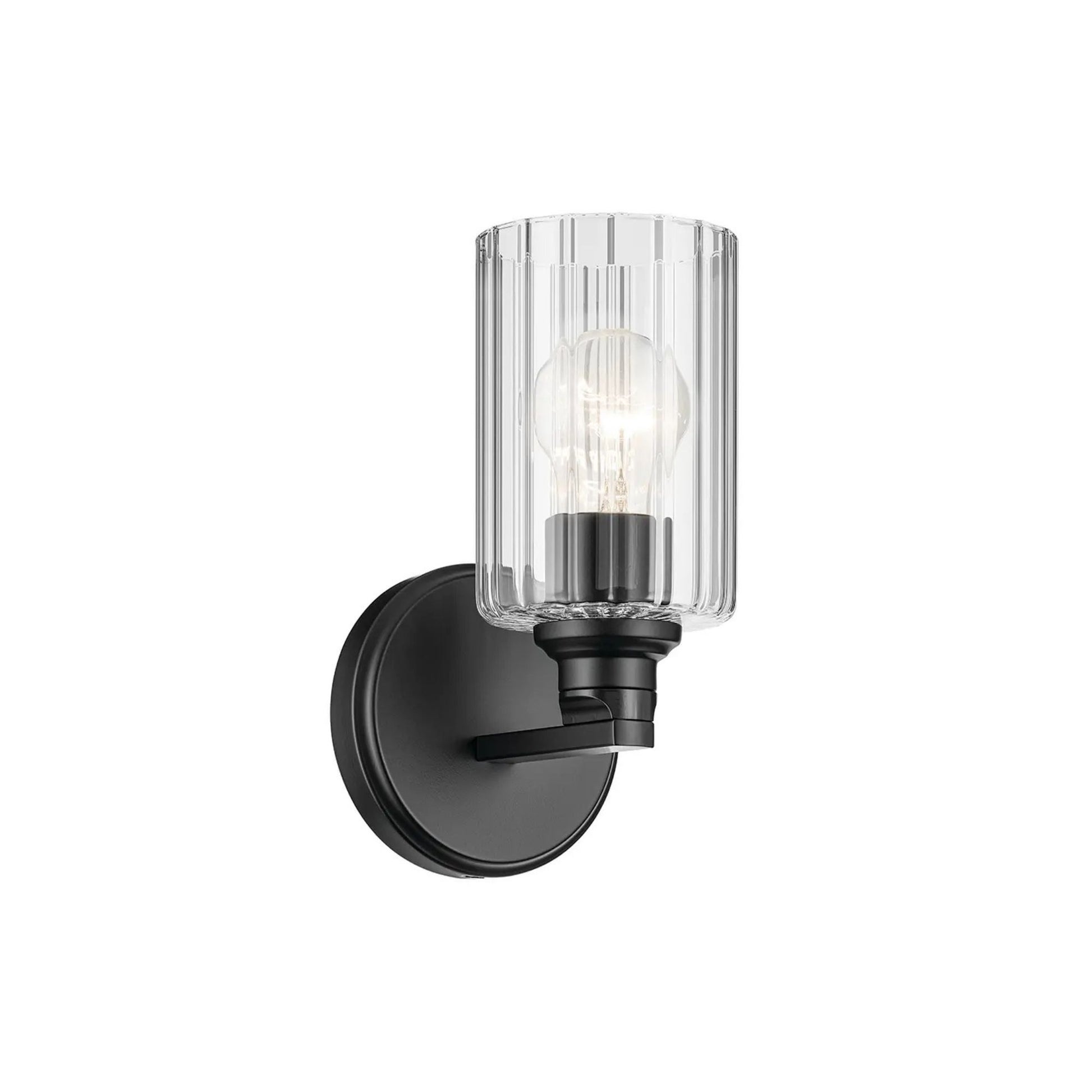 Kichler Lighting - Gioe 5" Wall Sconce, Black Finish, Clear Fluted Glass | Bees Lighting