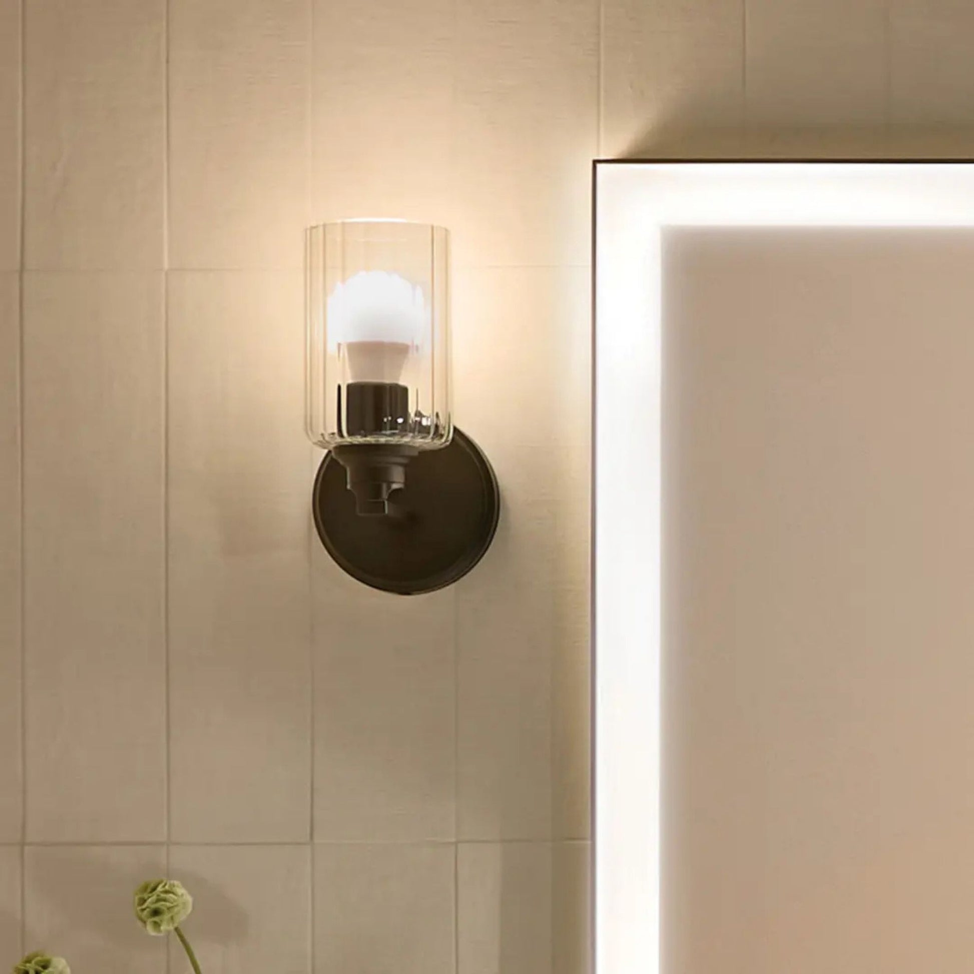 Kichler Lighting - Gioe 5" Wall Sconce, Black Finish, Clear Fluted Glass | Bees Lighting