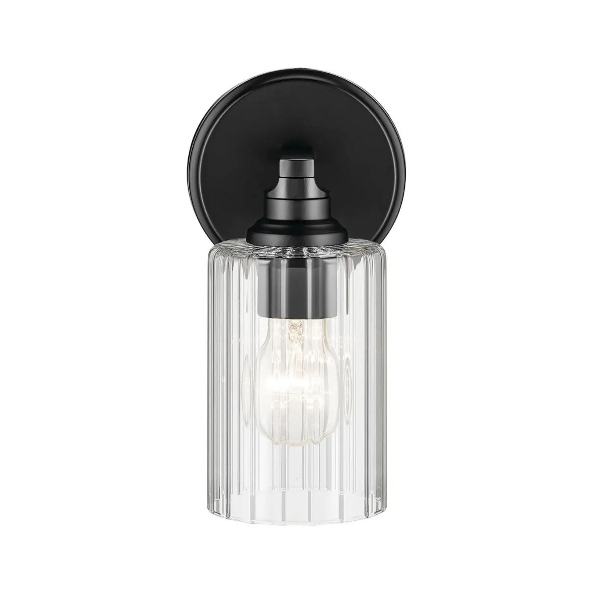 Kichler Lighting - Gioe 5" Wall Sconce, Black Finish, Clear Fluted Glass | Bees Lighting