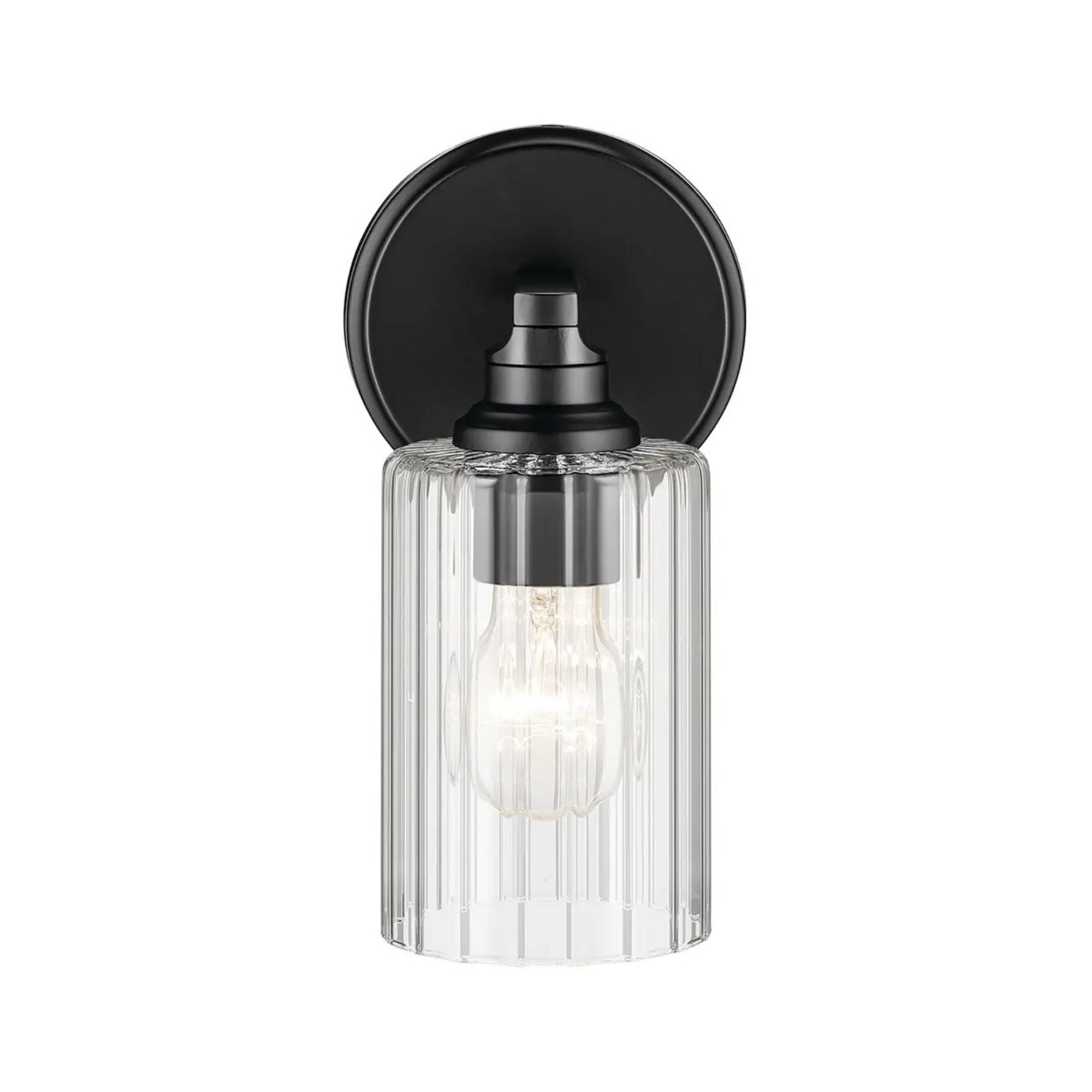 Kichler Lighting - Gioe 5" Wall Sconce, Black Finish, Clear Fluted Glass | Bees Lighting