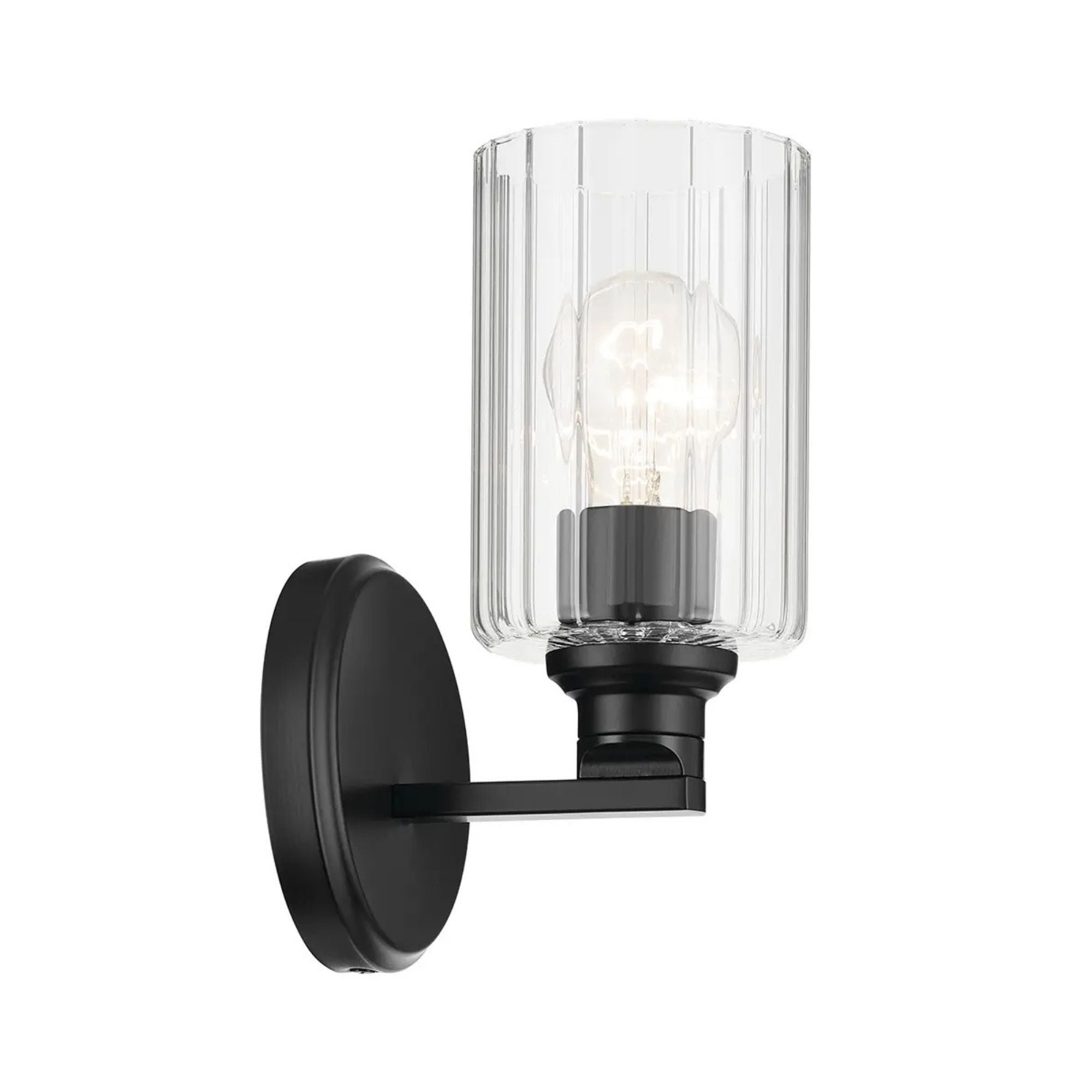 Kichler Lighting - Gioe 5" Wall Sconce, Black Finish, Clear Fluted Glass | Bees Lighting
