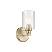 Gioe 5" Wall Sconce, Champagne Bronze Finish, Clear Fluted Glass