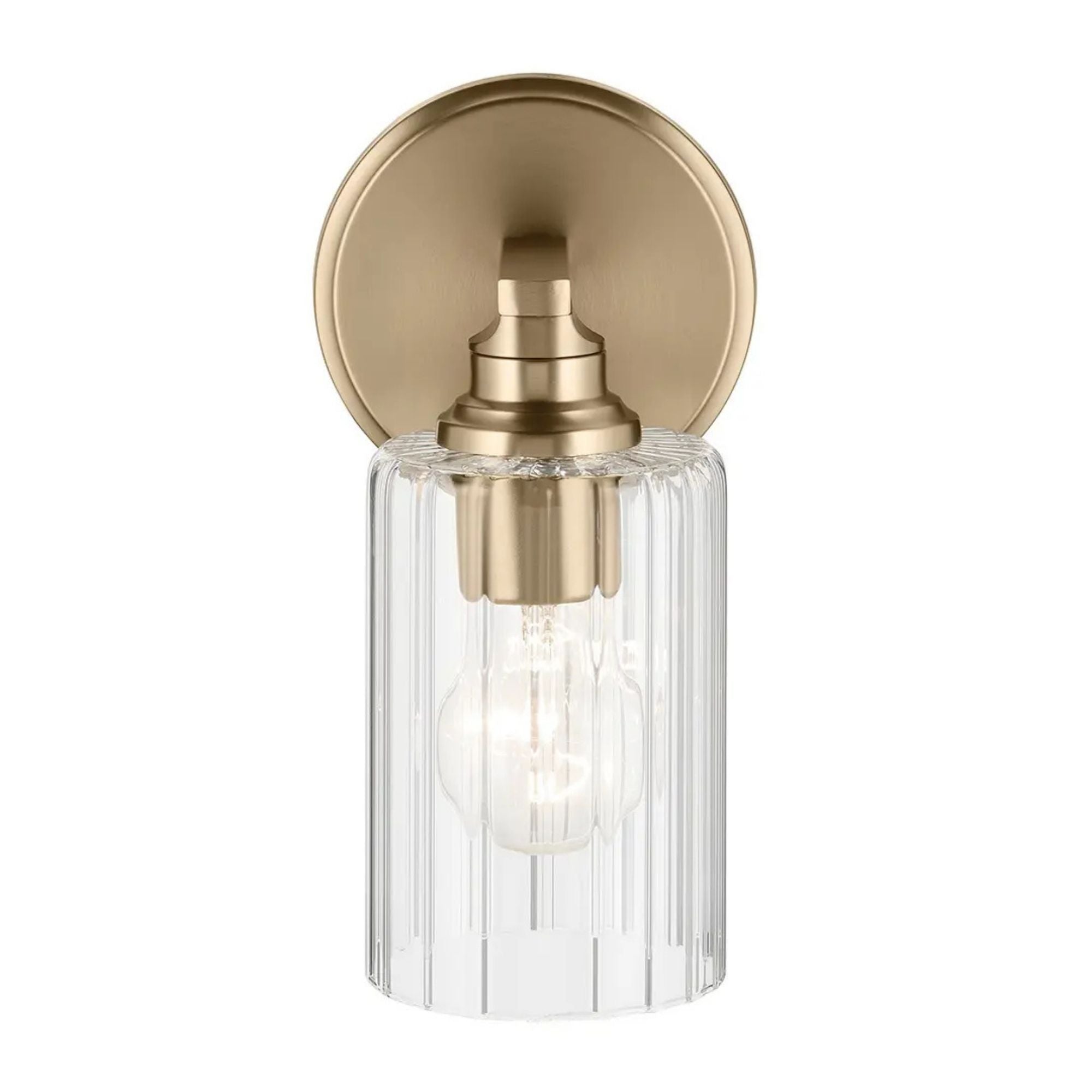 Gioe 5" Wall Sconce, Champagne Bronze Finish, Clear Fluted Glass