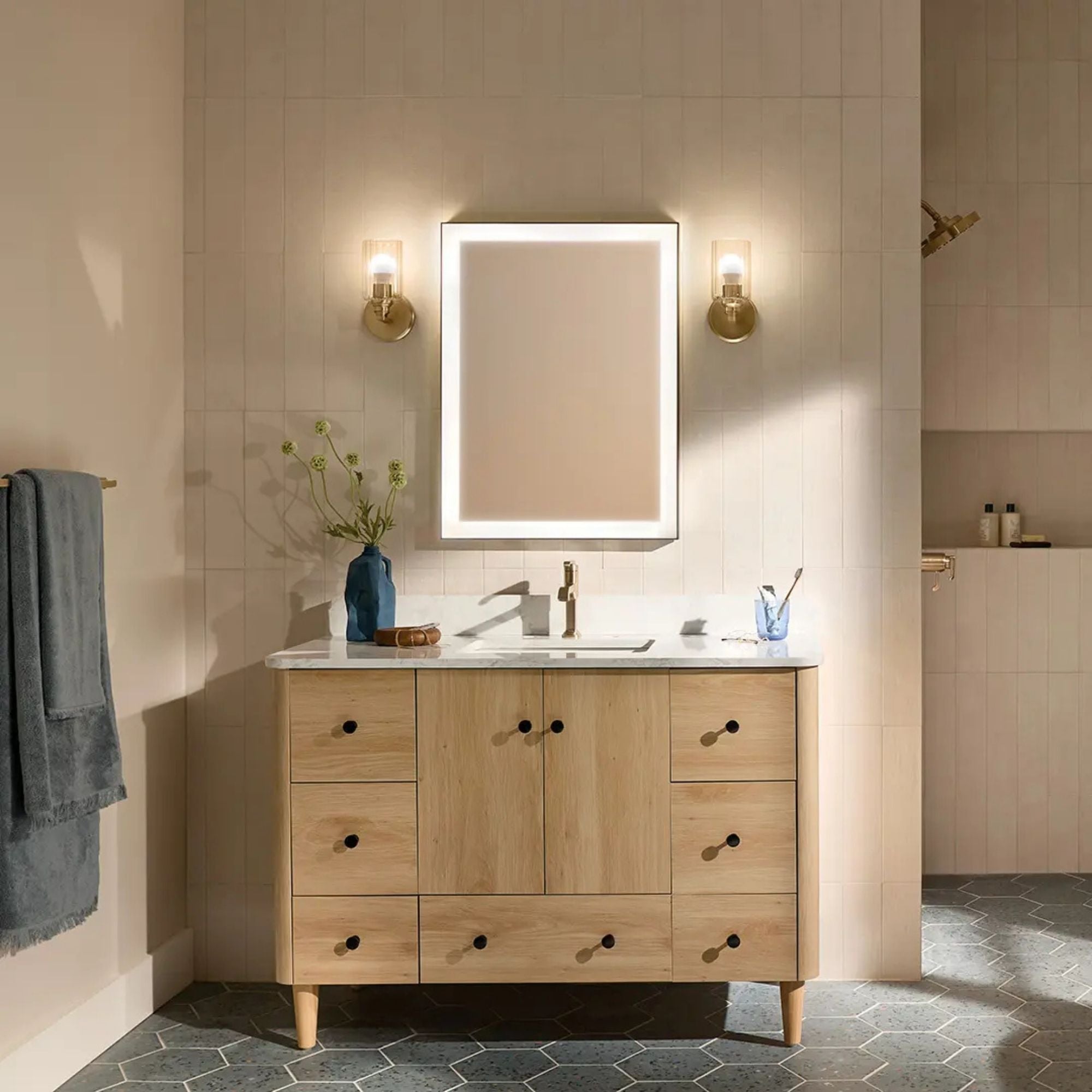 Gioe 5" Wall Sconce, Champagne Bronze Finish, Clear Fluted Glass