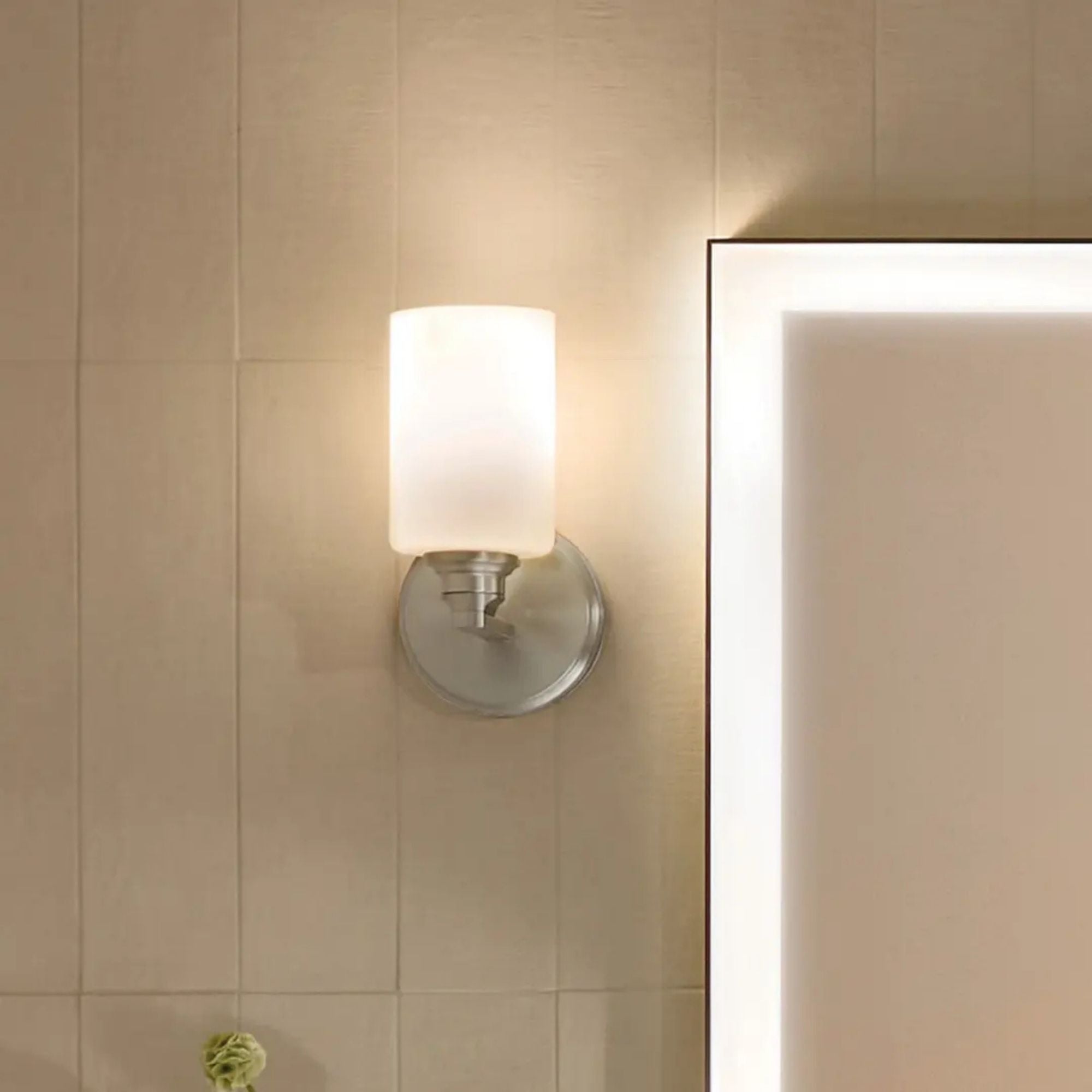 Gioe 5" Wall Sconce, Brushed Nickel Finish, Opal Glass