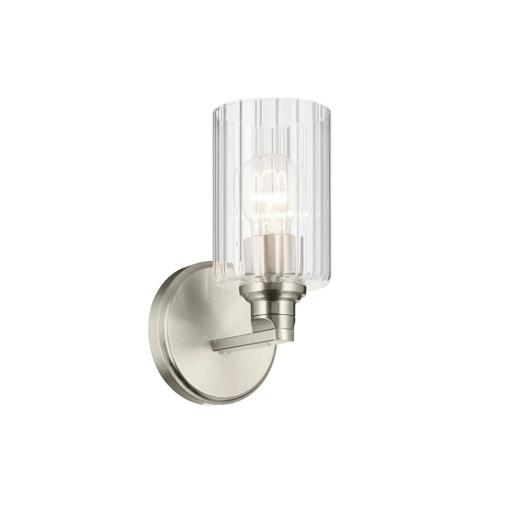 Gioe 5" Wall Sconce, Brushed Nickel Finish, Clear Fluted Glass