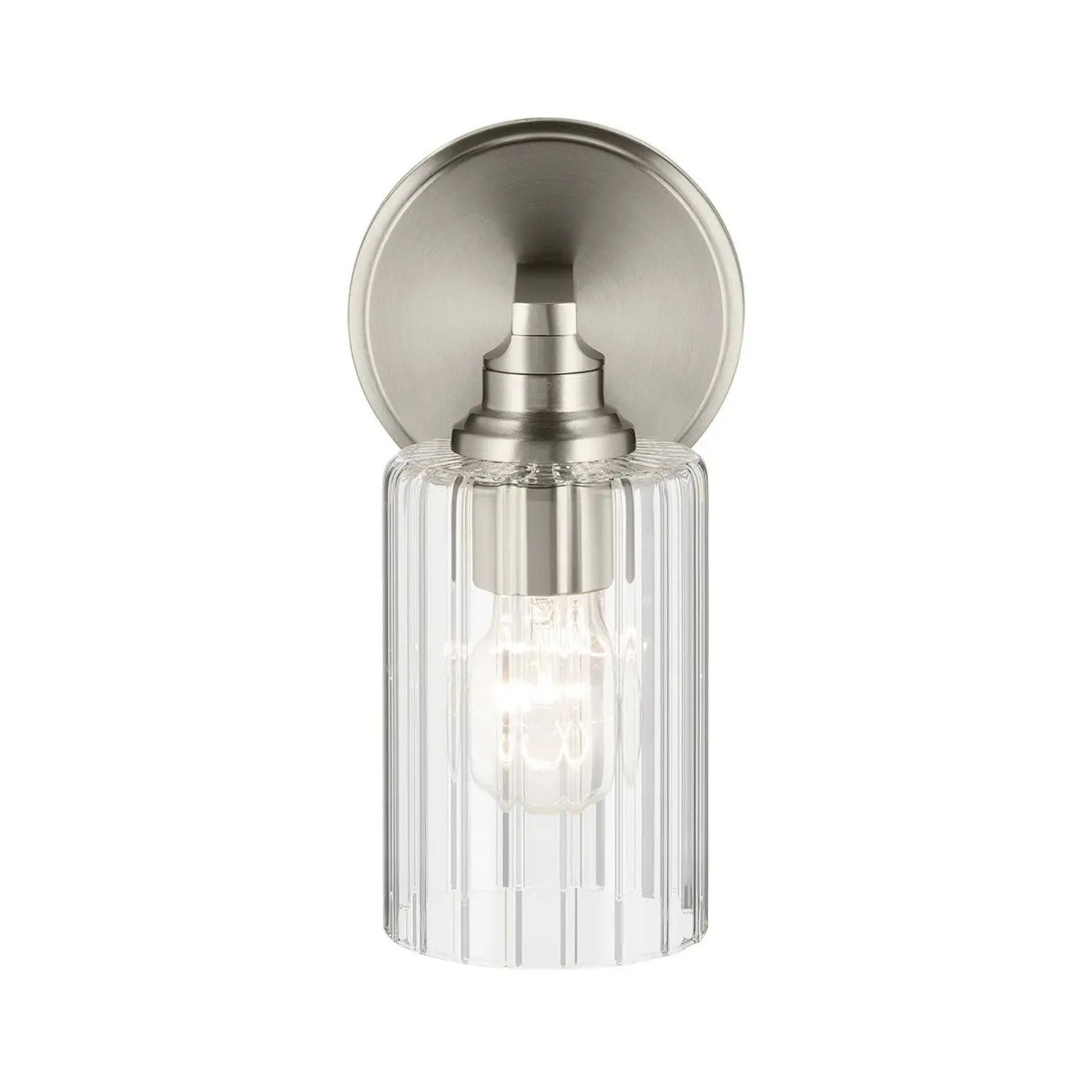 Kichler Lighting - Gioe 5" Wall Sconce, Brushed Nickel Finish, Clear Fluted Glass | Bees Lighting
