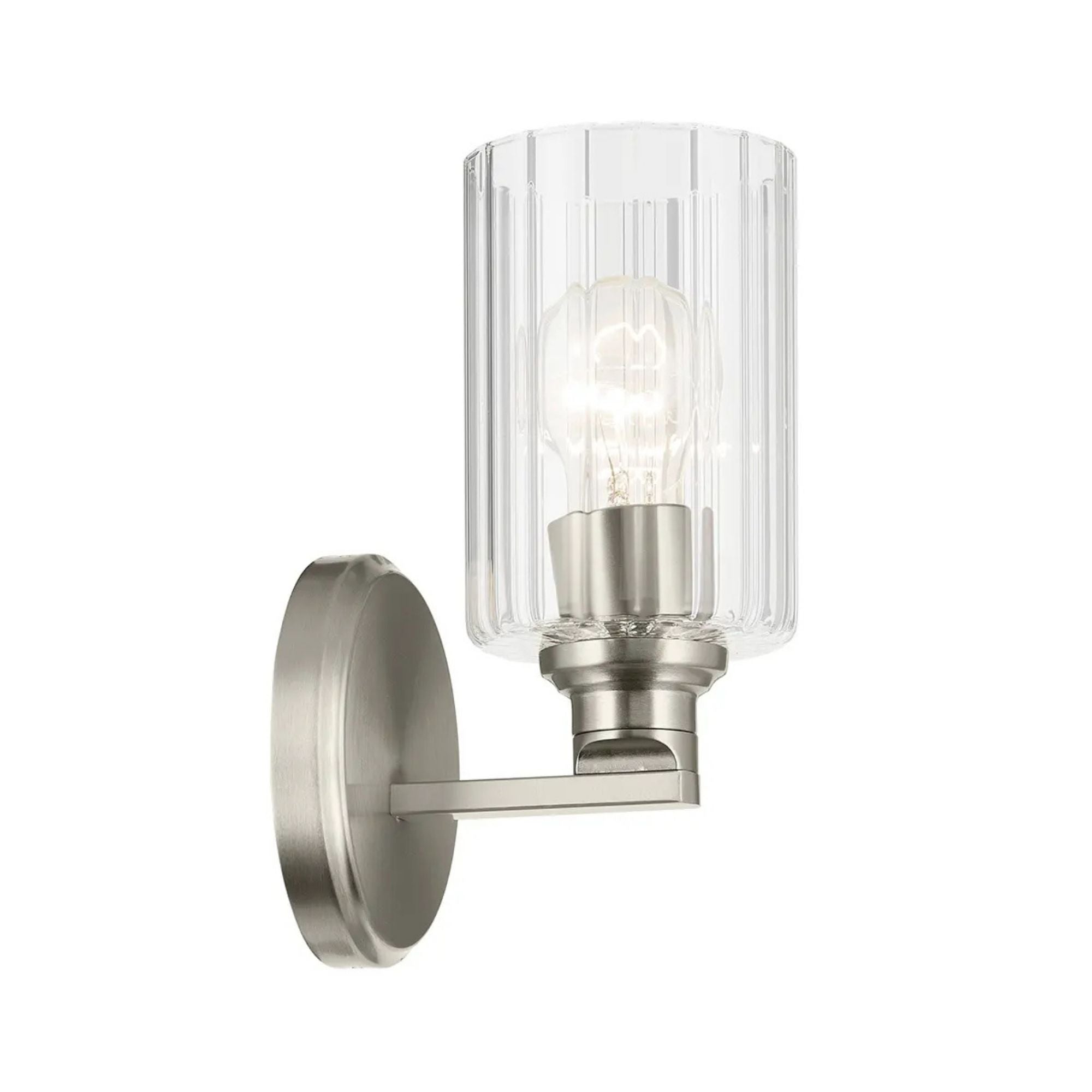 Kichler Lighting - Gioe 5" Wall Sconce, Brushed Nickel Finish, Clear Fluted Glass | Bees Lighting