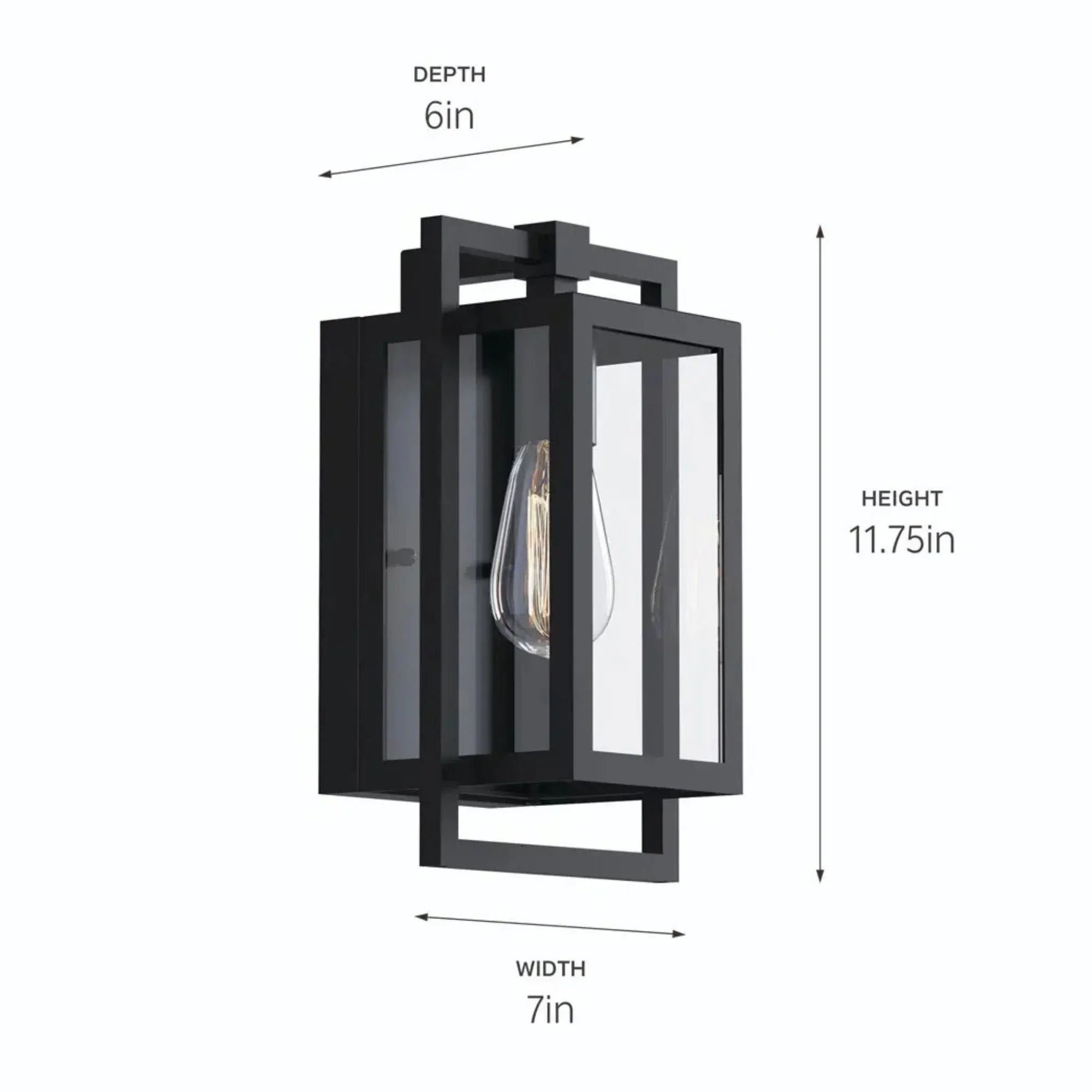 Goson 12" Outdoor Wall Light, Black Finish