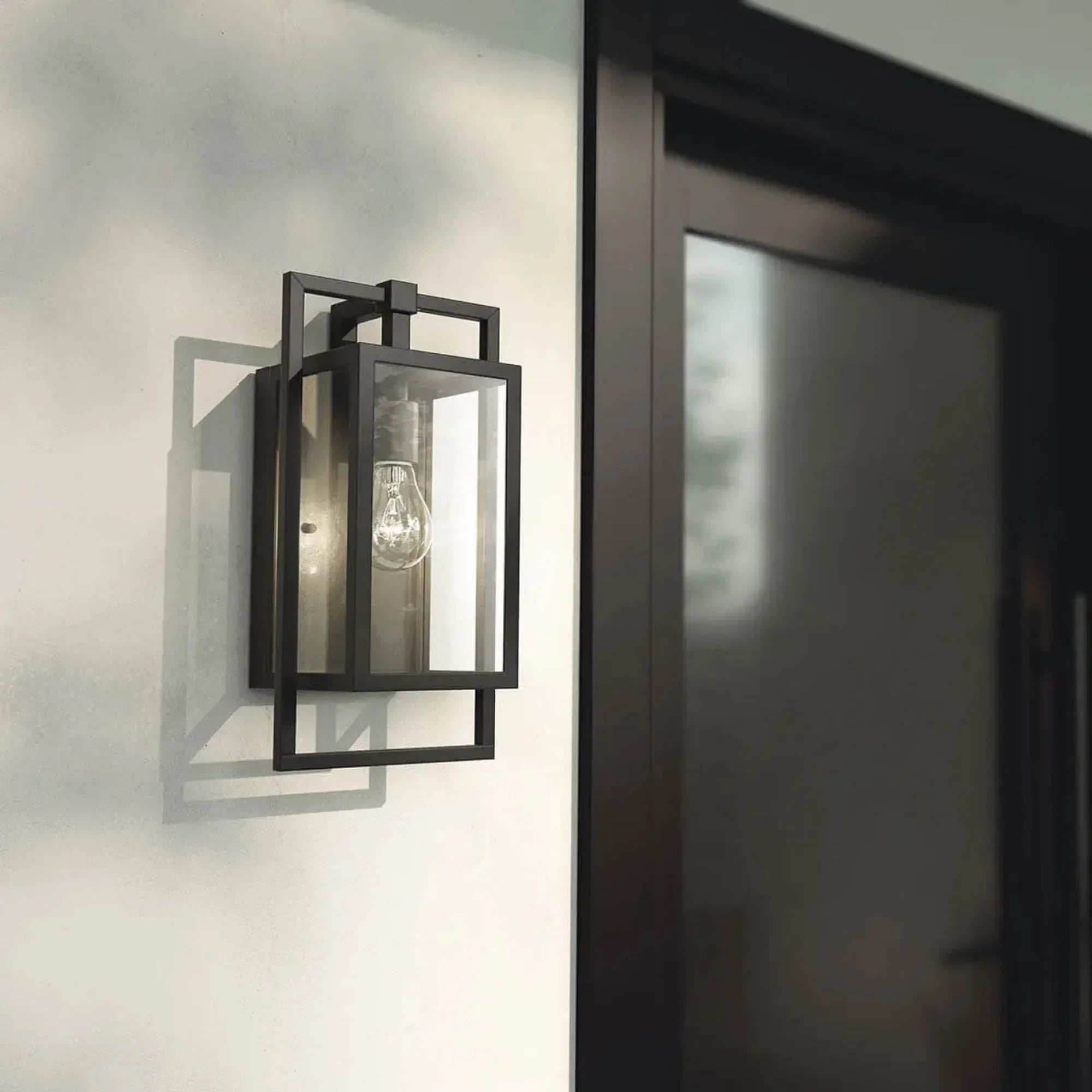 Kichler Goson 20.25 in. Outdoor Sconce, Black with Clear Glass