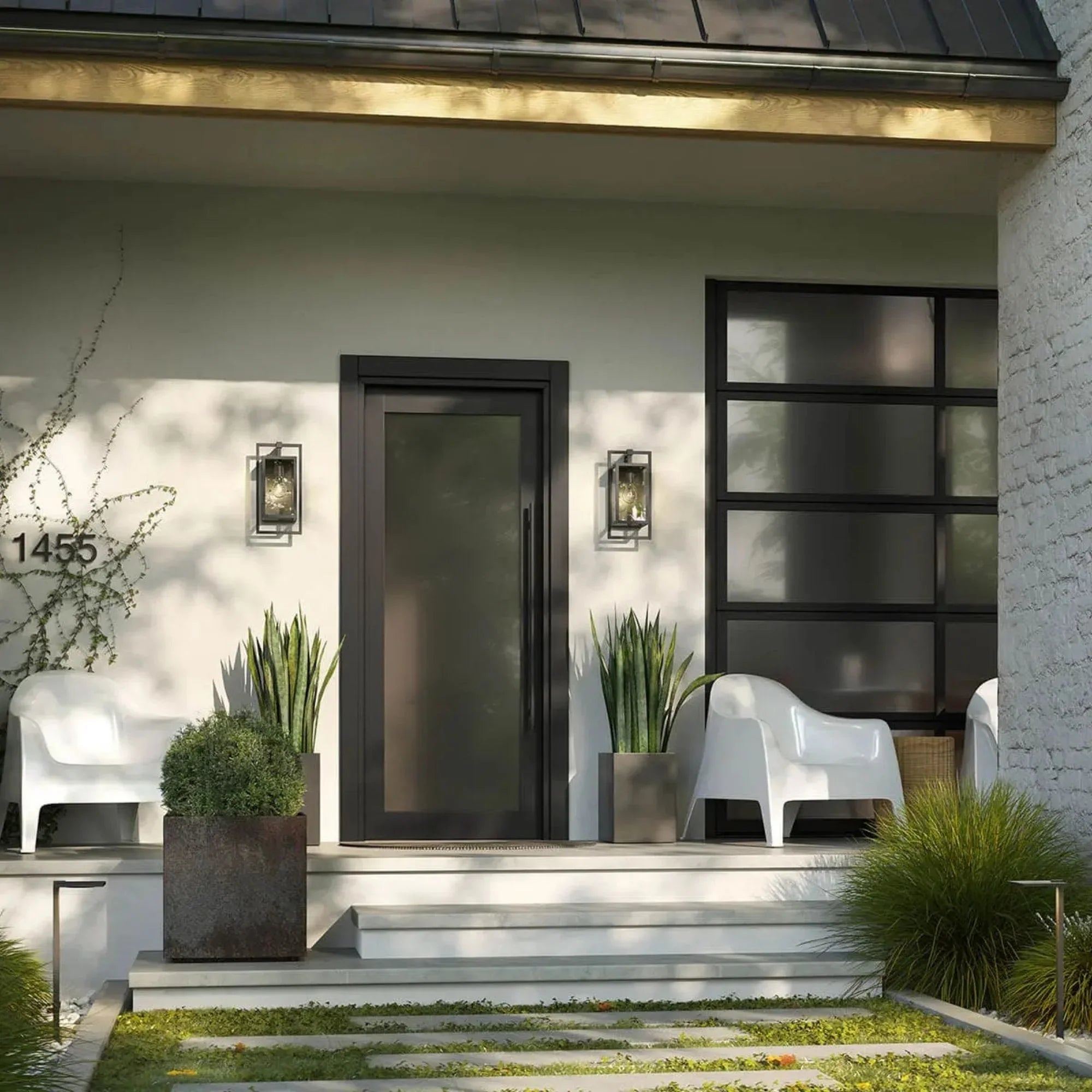 Kichler Goson 20.25 in. Outdoor Sconce, Black with Clear Glass