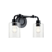 Kichler Gunnison 17 in. 2-Light Bathroom Vanity Light, Black with Clear Glass